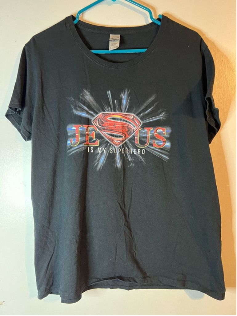 Gildan Women's XL Black Jesus is my Superhero Christian Size XL / US 12-14 / IT 48-50 - 1 Thumbnail