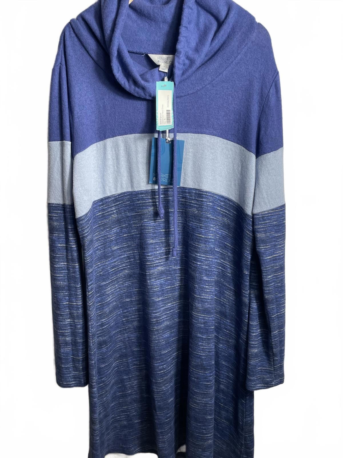 Other Market & Spruce Sweater Dress Women's XL Blue Cowl Neck Size XL / US 12-14 / IT 48-50 - 2 Thumbnail