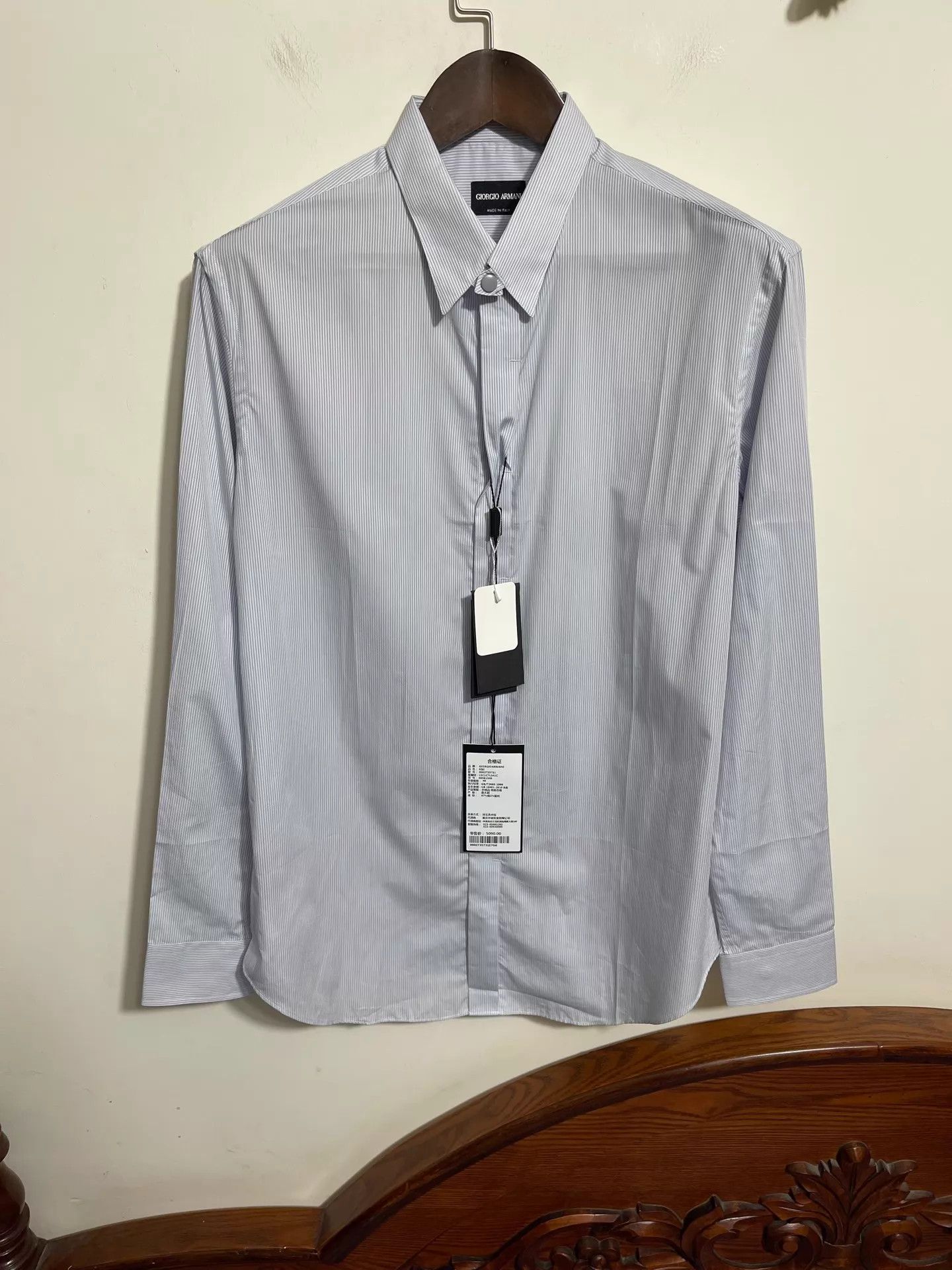 Giorgio Armani Giorgio Armani Slim 100% Cotton Long Sleeve Shirt 40 (New) Size US M / EU 48-50 / 2 - 1 Thumbnail