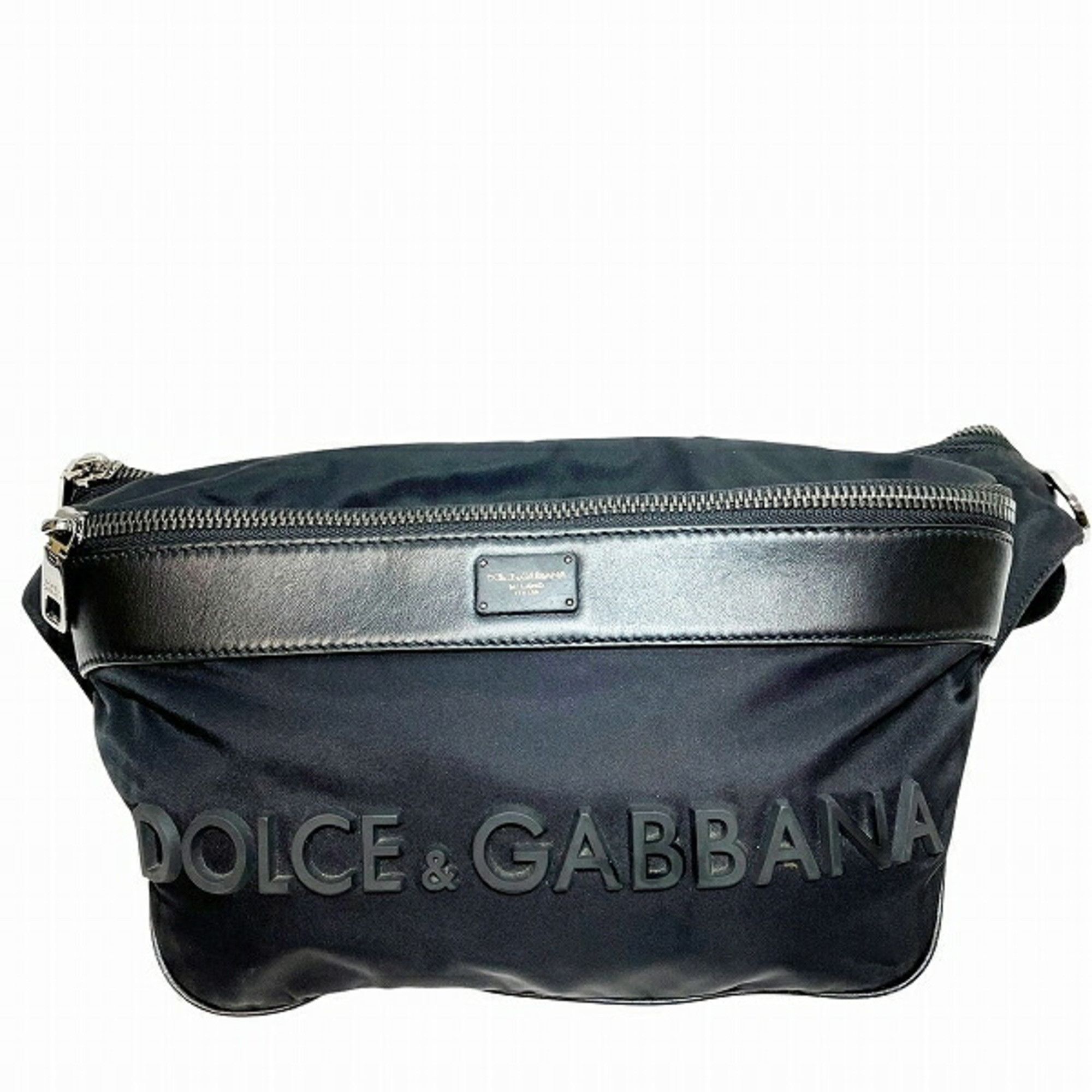 Dolce & Gabbana Dolce & Gabbana Black Nylon x Leather Bag Body Waist Pouch Men's Size ONE SIZE - 1 Thumbnail