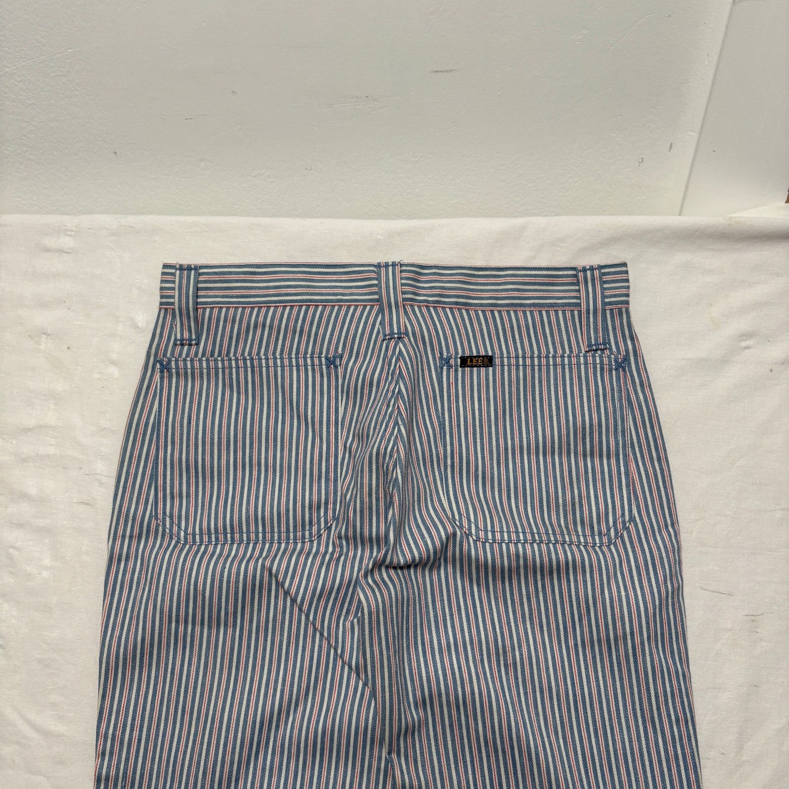 Lee Deadstock VTG 70s Lee Pinstripe Bell Bottom Pants Blue 29x34 Size 29" - 5 Thumbnail