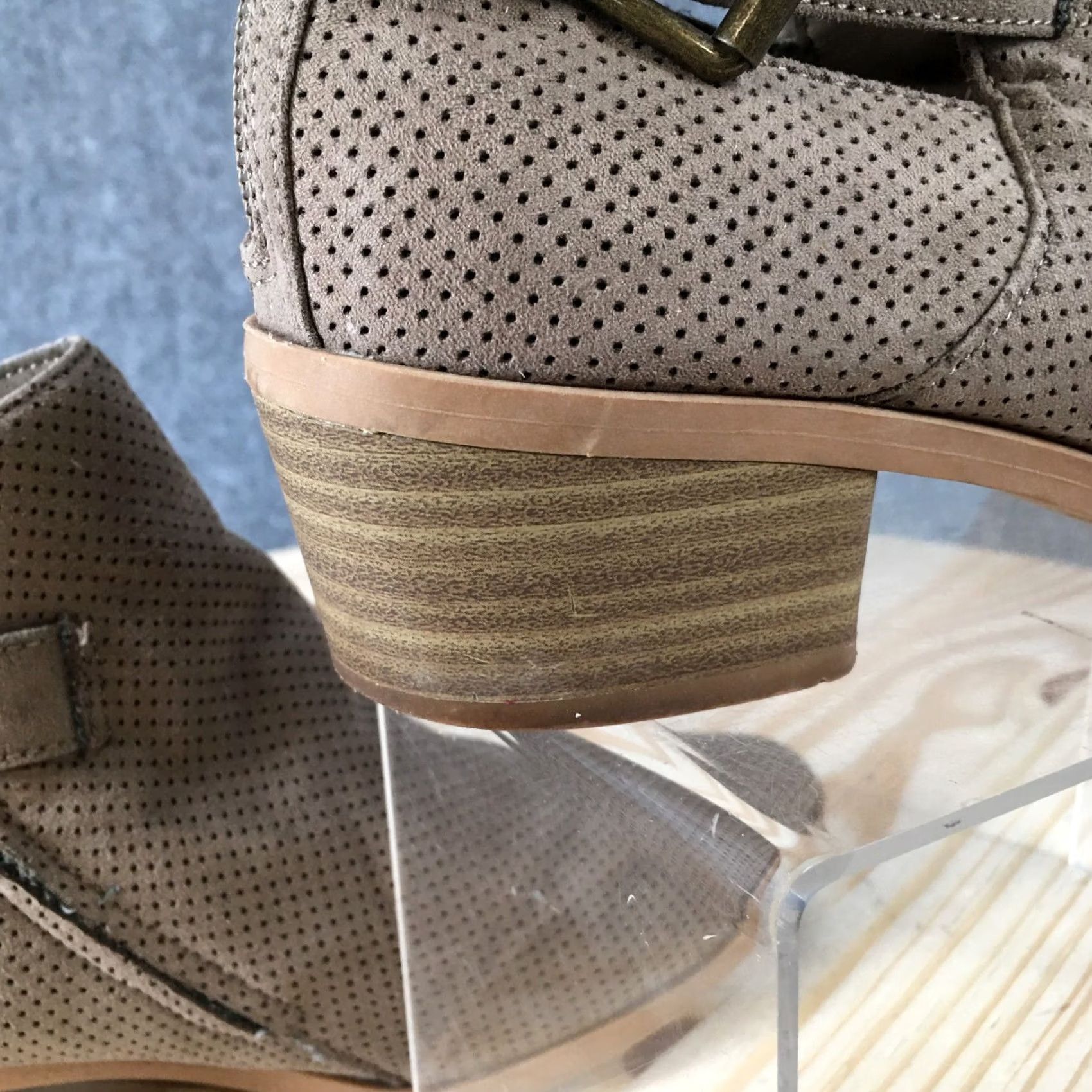 Dolce Vita DV Dolce Vita Boots Womens 8 Perforated Zip Buckle Ankle Bootie Taupe Fabric Boots Size US 8 / IT 38 - 5 Thumbnail