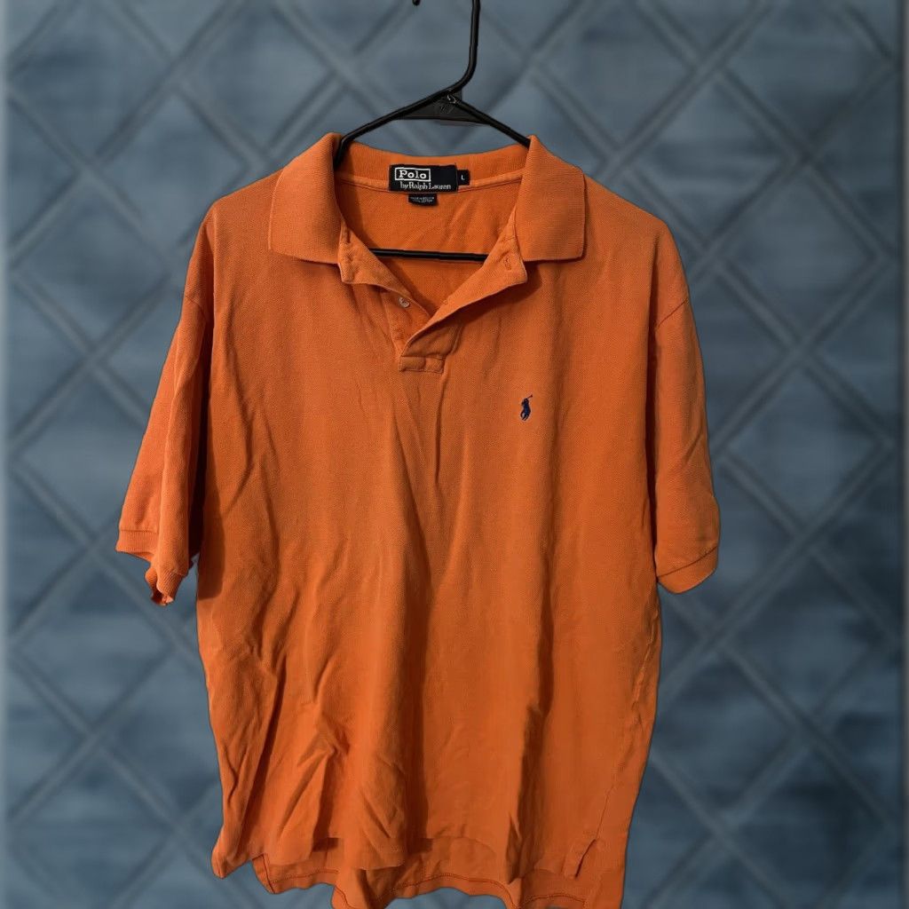 Polo Ralph Lauren VINTAGE Polo Ralph Lauren Polo Shirt Men Large Orange Solid 90s Logo Casual Size US L / EU 52-54 / 3 - 1 Thumbnail
