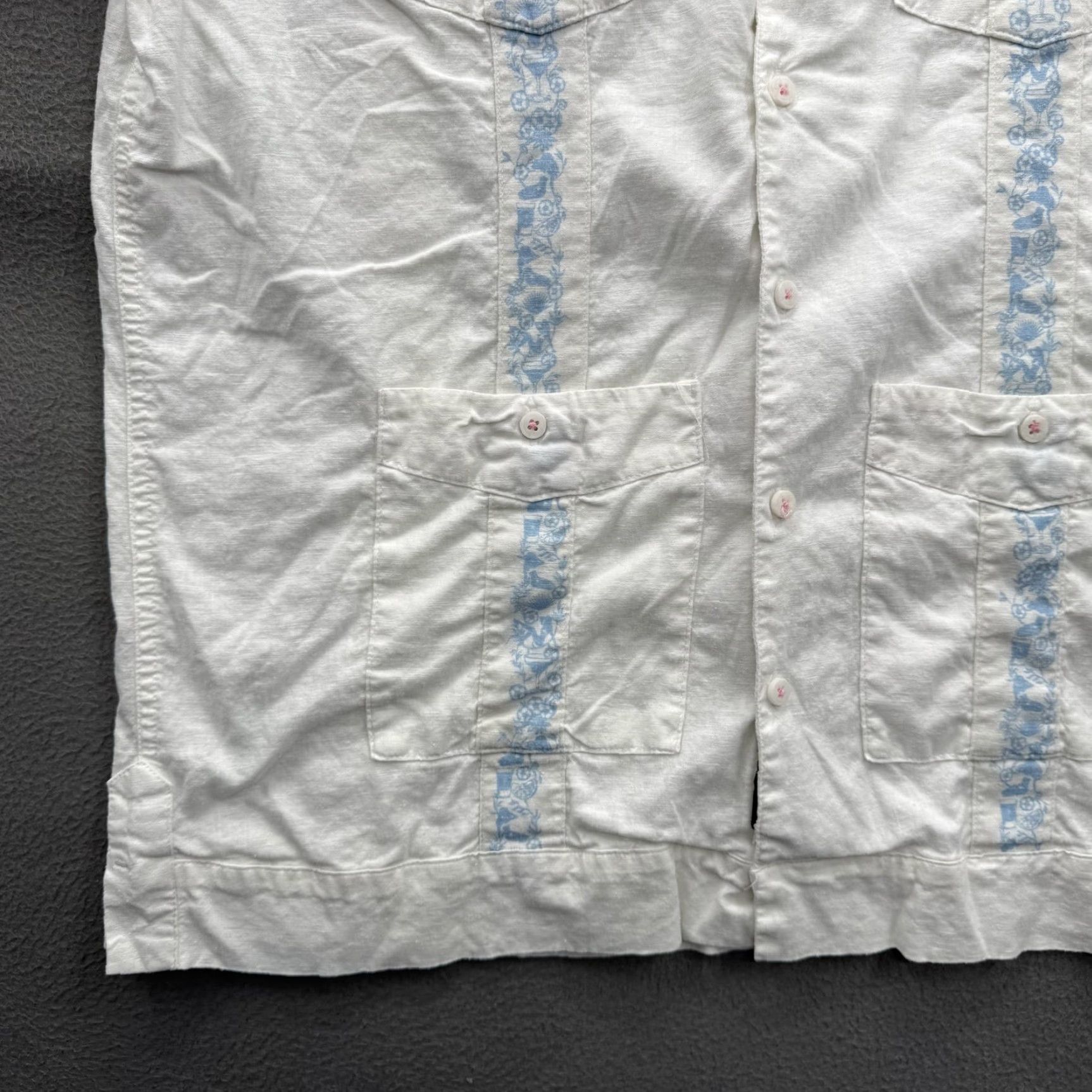 Vintage William Murray Shirt Mens M White Short Sleeve Button-Up Golf Guayabera Embroidered Pockets Linen-Viscose Lightweight Summer Size US M / EU 48-50 / 2 - 6 Thumbnail