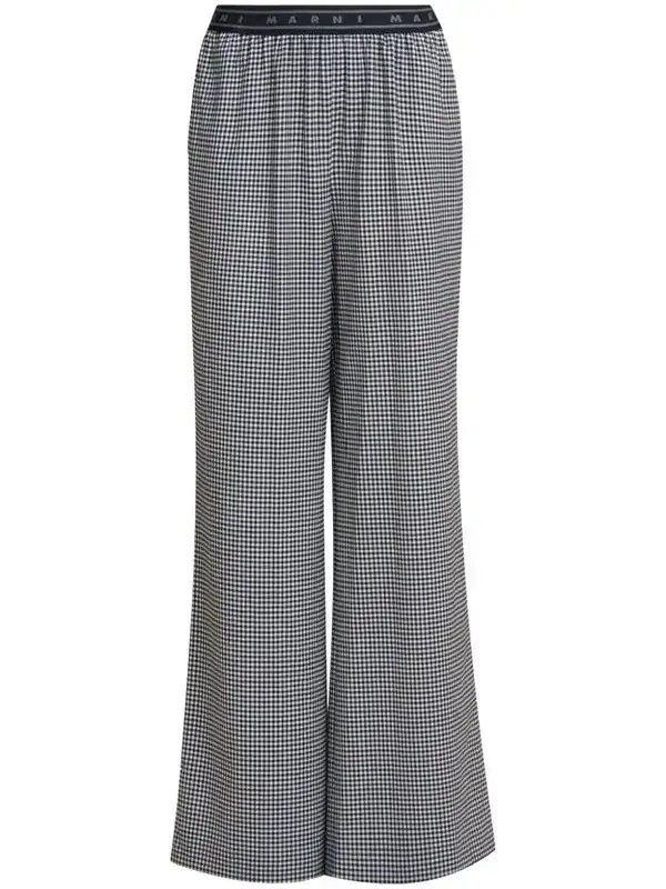 Marni o1w1db10426 Gingham-Patterned Trousers in Black Size 25" / US 0 / IT 36 - 1 Thumbnail