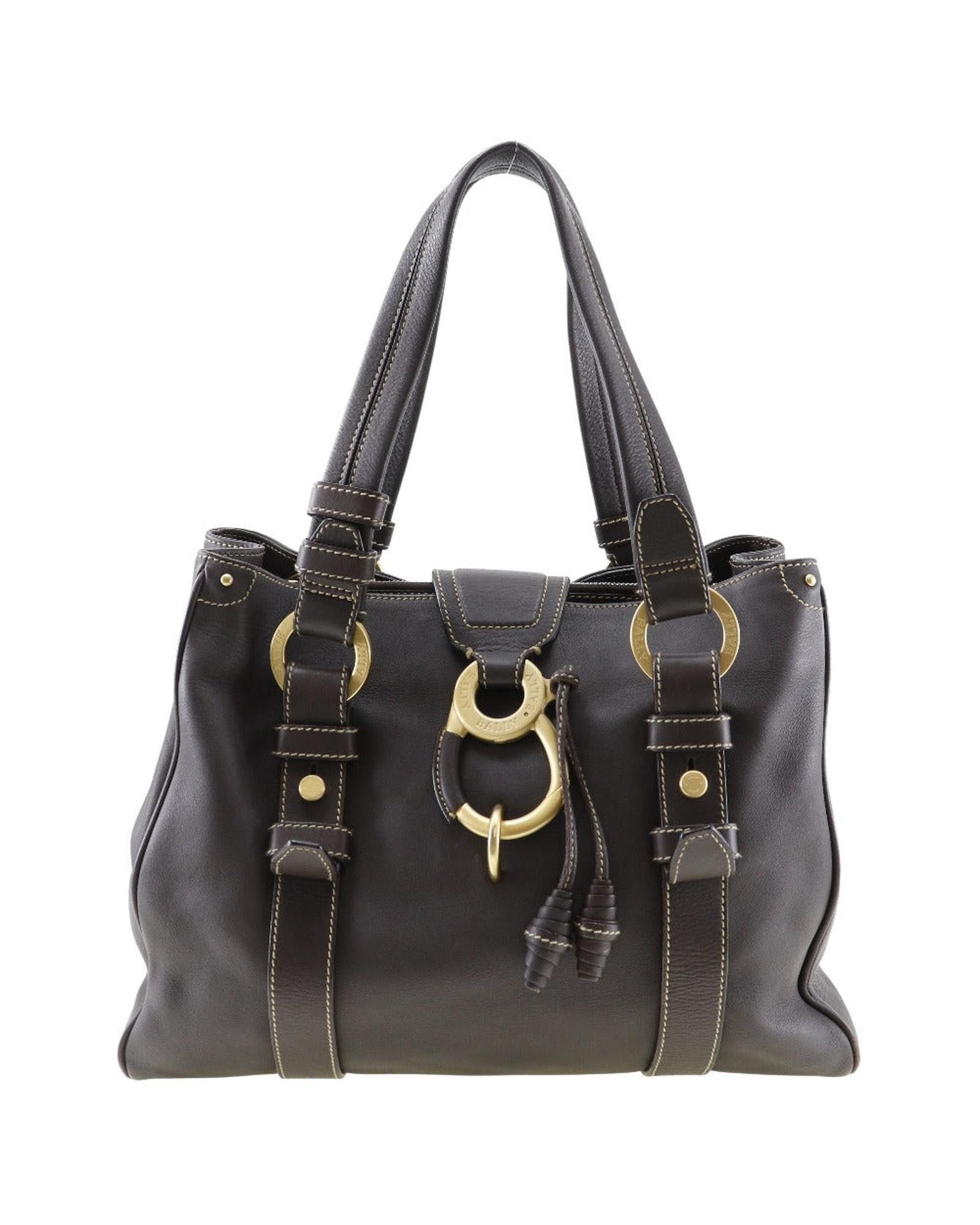 image of Bally Luxurious Calf Leather Brown Handbag, Women's