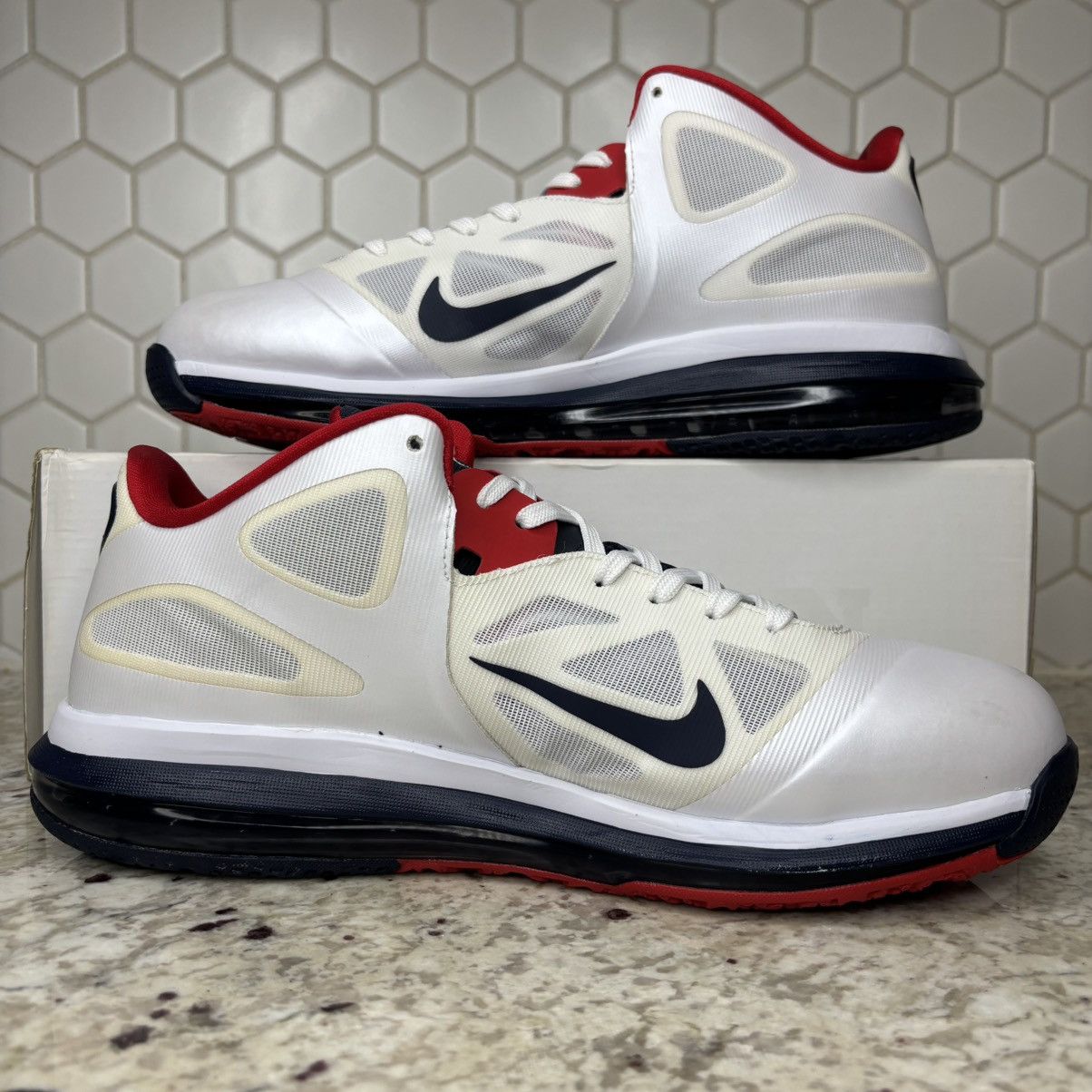 Nike Size 11.5 -Nike LeBron 9 Low USA Olympic WORN ONCE WITH BOX Size US 11.5 / EU 44-45 - 2 Thumbnail