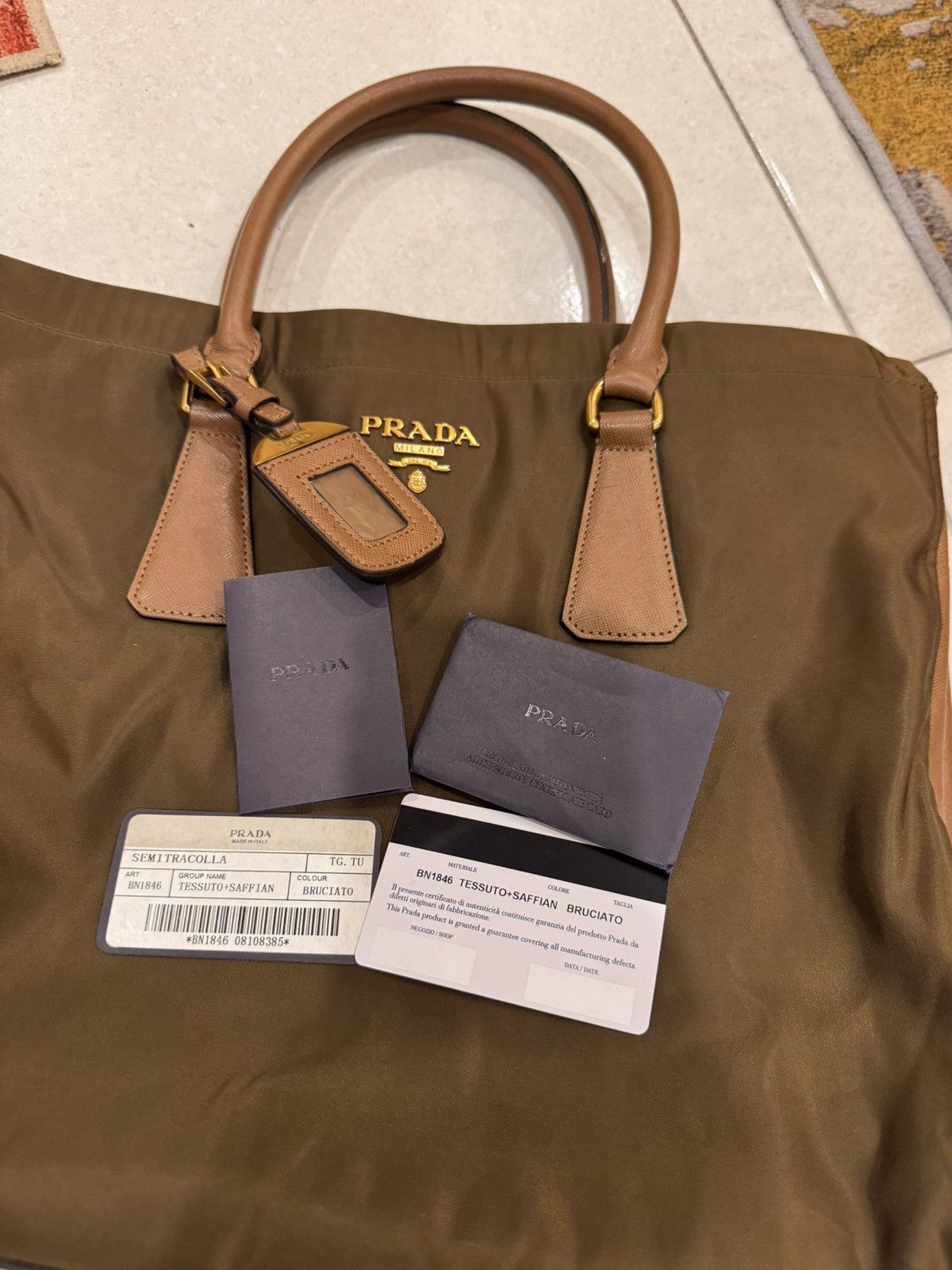 Prada Prada Brown Tessuto e Saffiano leather tote bag Size ONE SIZE - 1 Thumbnail