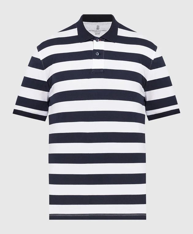 Brunello Cucinelli o1y0526 Polo Shirt in Navy Blue/White Size US S / EU 44-46 / 1 - 1 Thumbnail