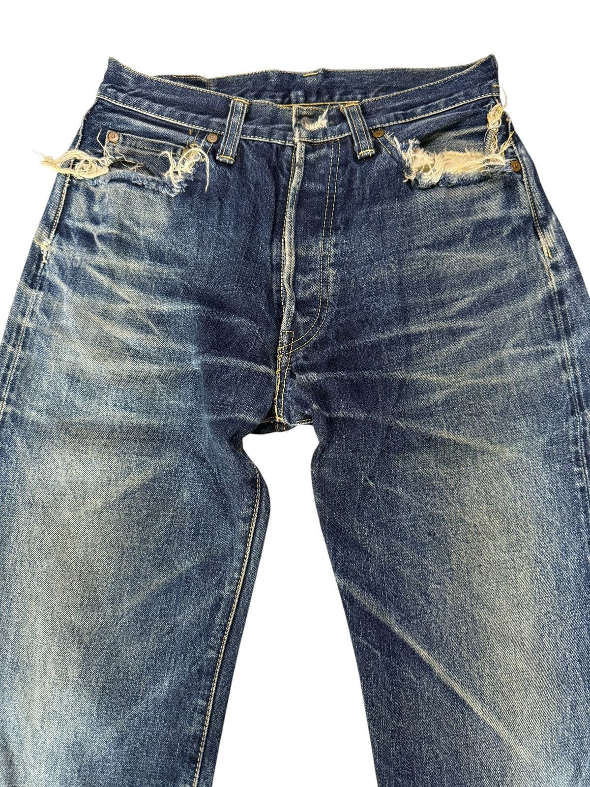 Japanese Brand DENIM PORKY’S JAPAN REDLINE SELVEDGE DISTRESSED JEANS Size US 27 - 2 Thumbnail
