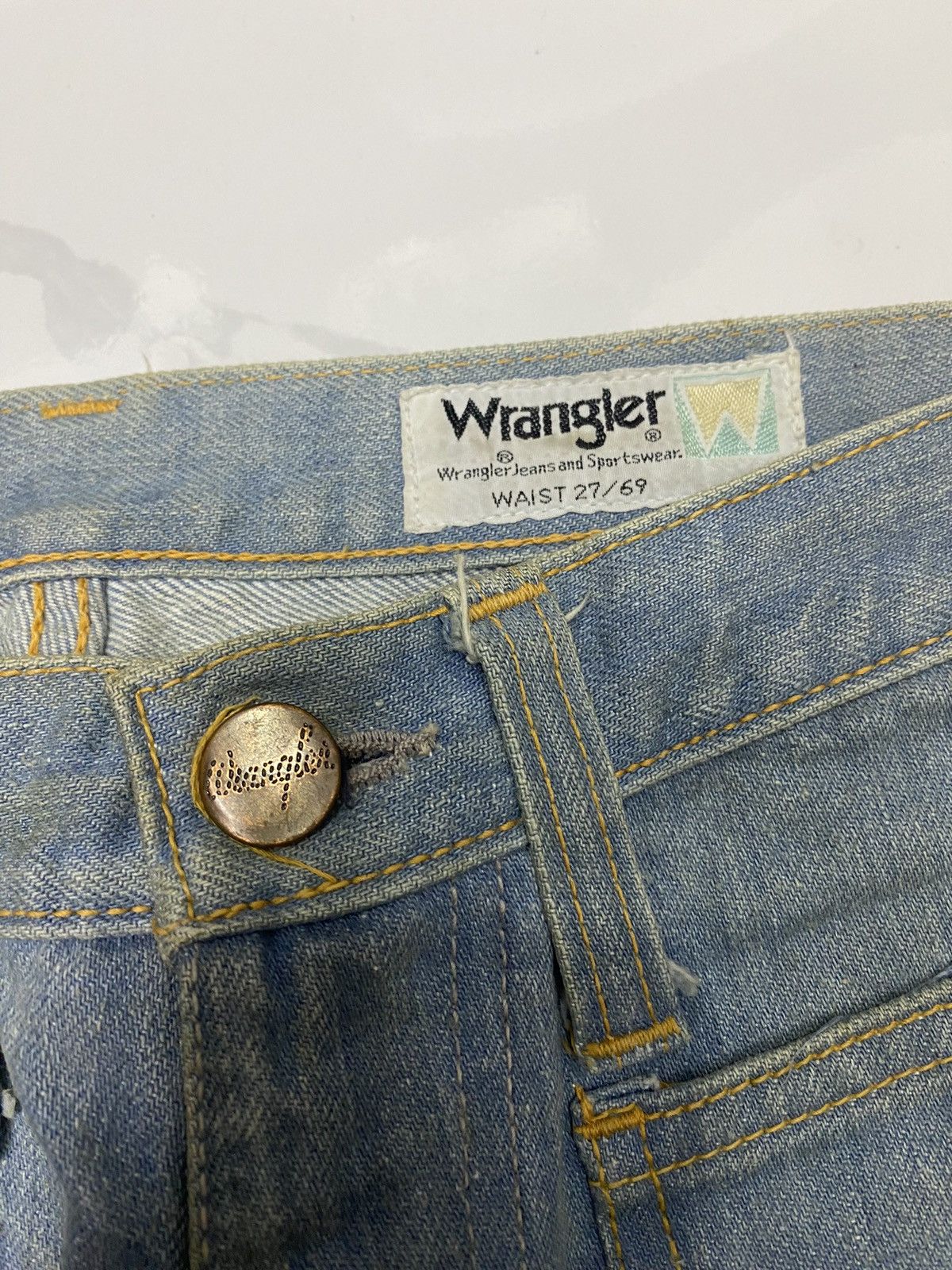 If Six Was Nine 🔥SUPER FLARE DISTRESS DENIM BUSH JEANS WRANGLER JAPAN RUSTY Size 27" / US 4 / IT 40 - 7 Thumbnail