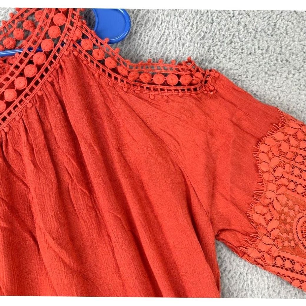 Olive Oliver Off Shoulder Shirt Womens Large Salmon Lace V-Neck Blouse NEW Size L / US 10 / IT 46 - 6 Thumbnail