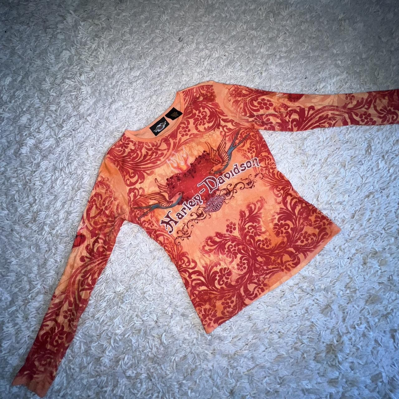 Harley Davidson Rare ❤️‍🔥 HARLEY-DAVIDSON Tattoo Heart Birds Top Size XS / US 0-2 / IT 36-38 - 3 Thumbnail