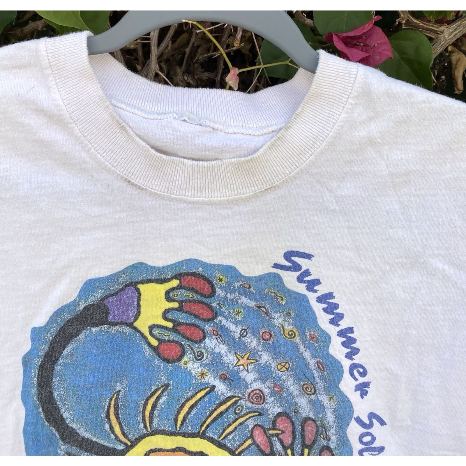 Vintage VINTAGE Summer Solstice Celebration Santa Barbara 1997 T Shirt Single Stitch Worn 1990s XL White Cotton 90s California Mens Shirts Size US XL / EU 56 / 4 - 5 Thumbnail