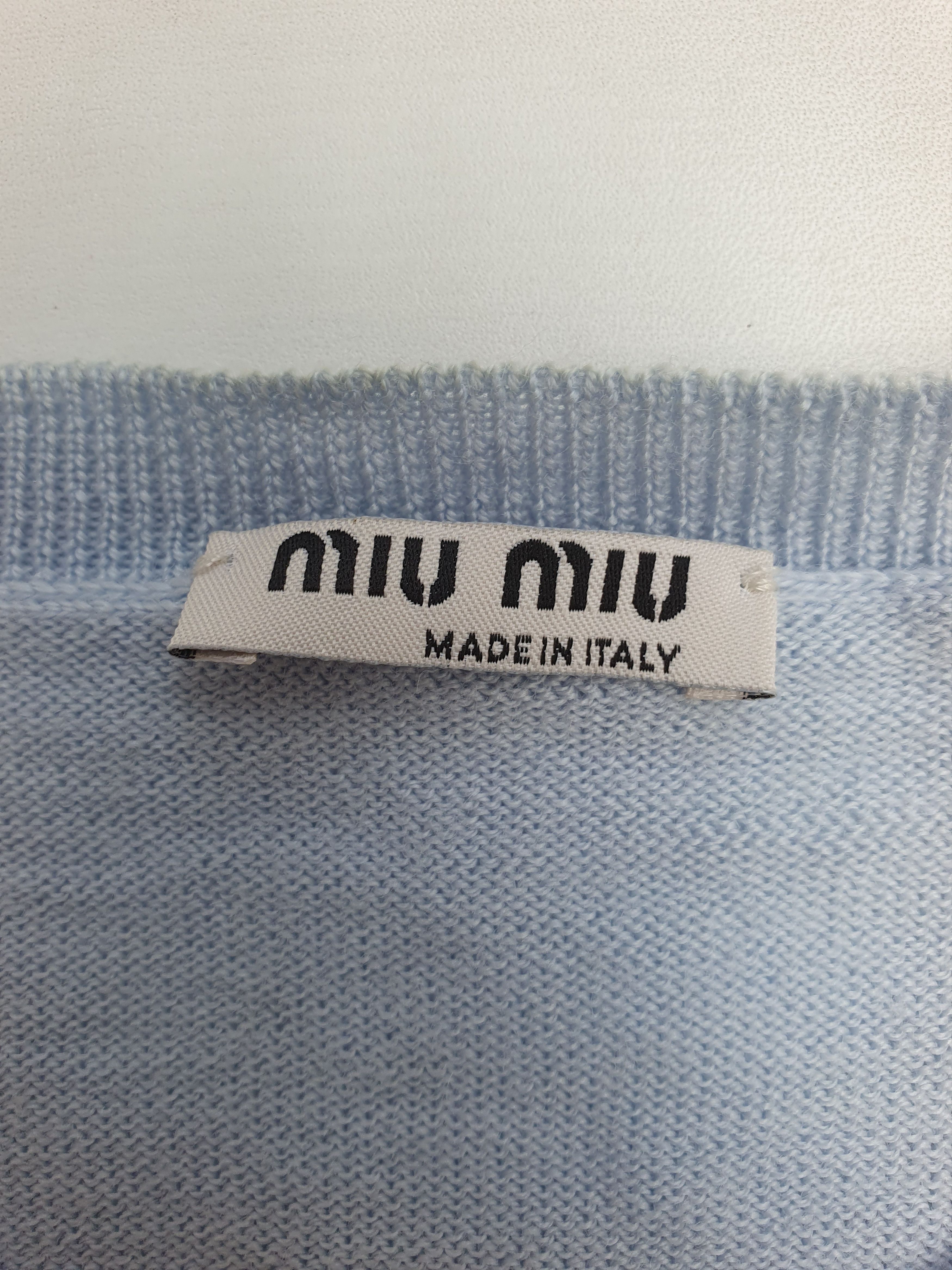 Miu Miu × Prada MIU MIU Pointelle-knit Wool Cardigan Size M / US 6-8 / IT 42-44 - 3 Thumbnail