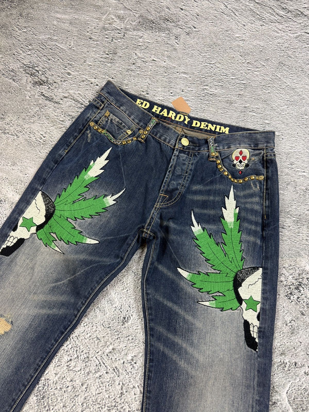 Ed Hardy Ed Hardy Christian Audigier vintage jeans big logo pants 420 Size US 34 / EU 50 - 4 Thumbnail