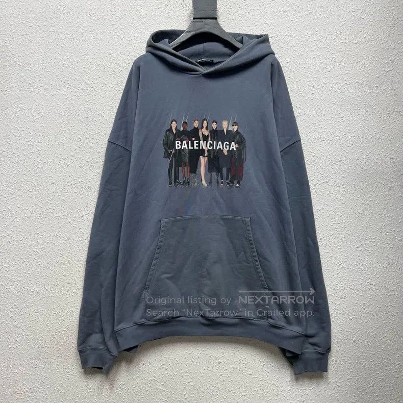 Balenciaga Balenciaga Haze Blue Portrait Pattern Hoodie Size US L / EU 52-54 / 3 - 1 Thumbnail