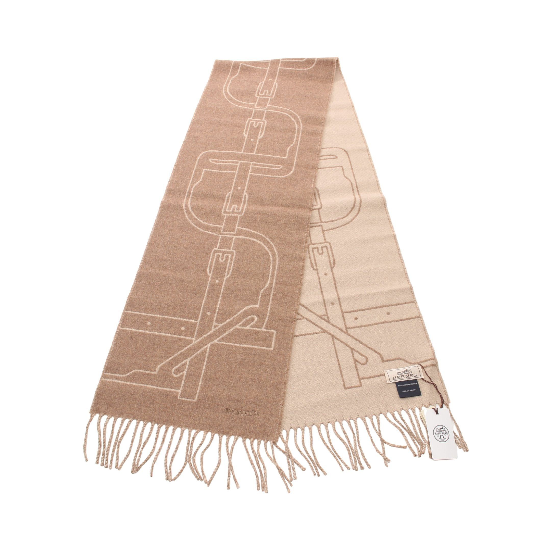 Hermes Hermes Mors A Jouets Scarf Cashmere Brown Beige Size ONE SIZE - 1 Thumbnail