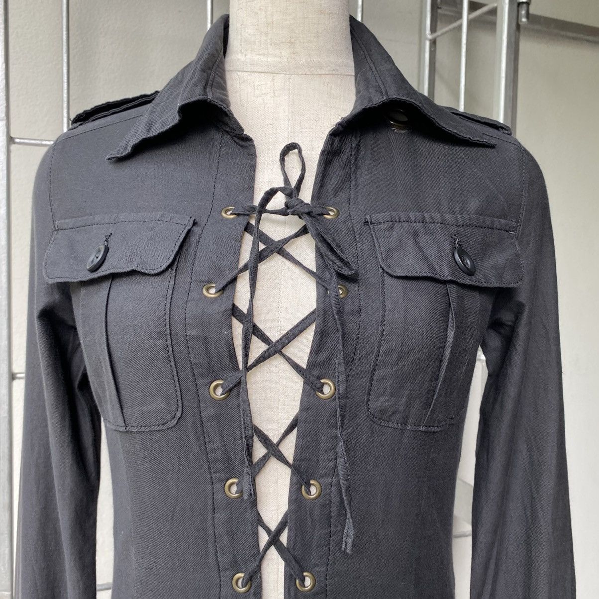 Le Grande Bleu (L.G.B.) LGB LE GRAND BLEU Y2K Punk Black Lace-Up Military Dress Size S / US 4 / IT 40 - 17 Thumbnail