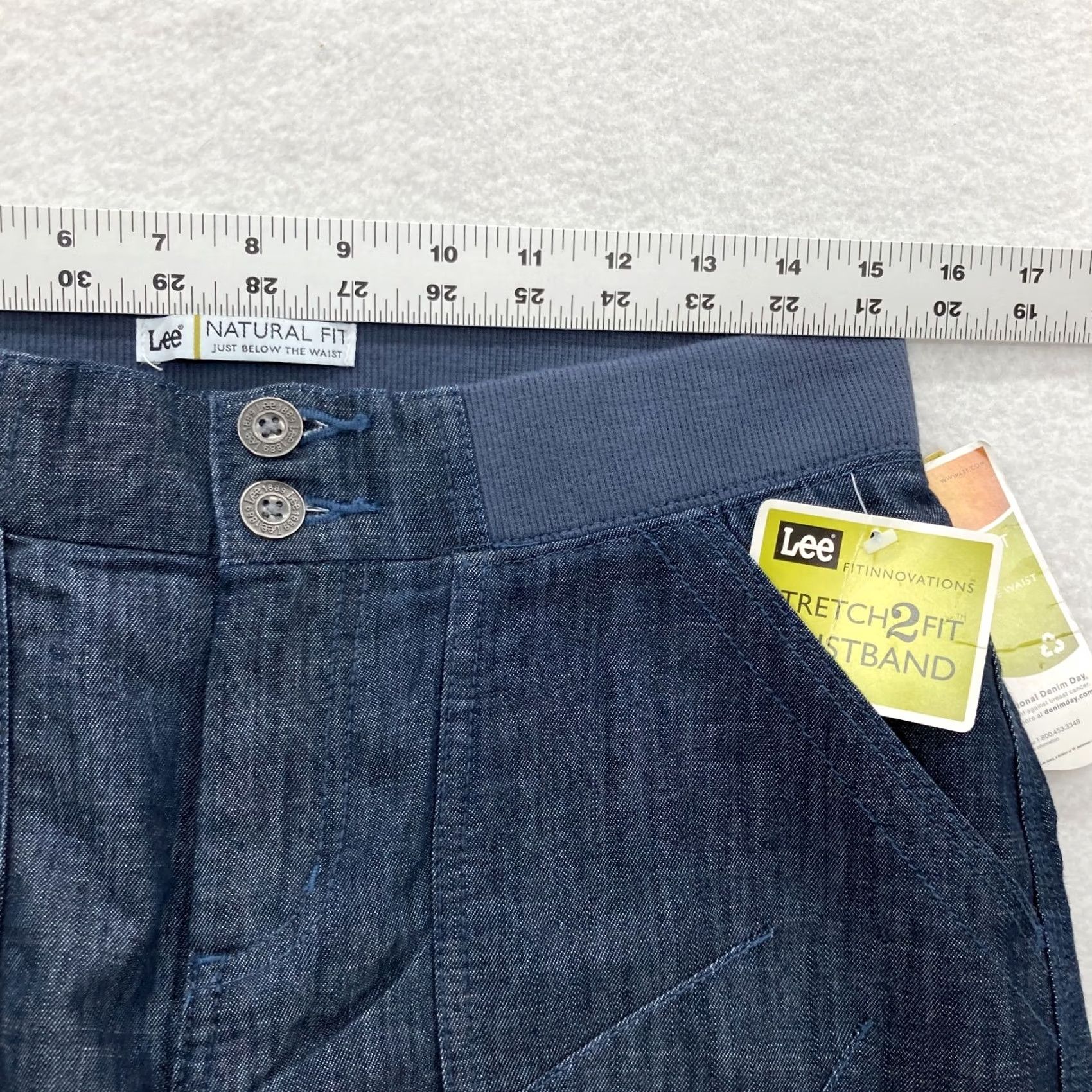 Lee Lee Capri Pants Women 4 Blue Chambray Stretch Waistband Comfort Regular Fit Capris Size 27" / US 4 / IT 40 - 7 Thumbnail