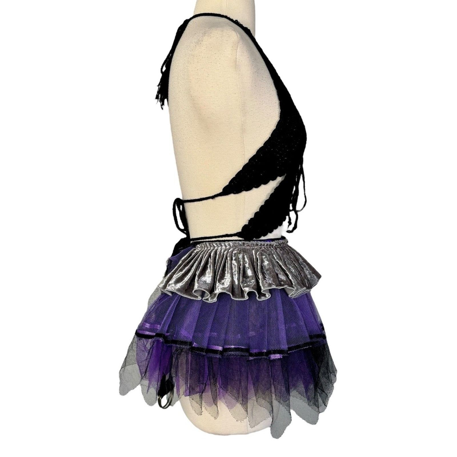 Other Y2K Crochet Butterfly Top Velvet Mesh Tutu Cyberpunk OS Size 32" / US 10 / IT 46 - 6 Thumbnail