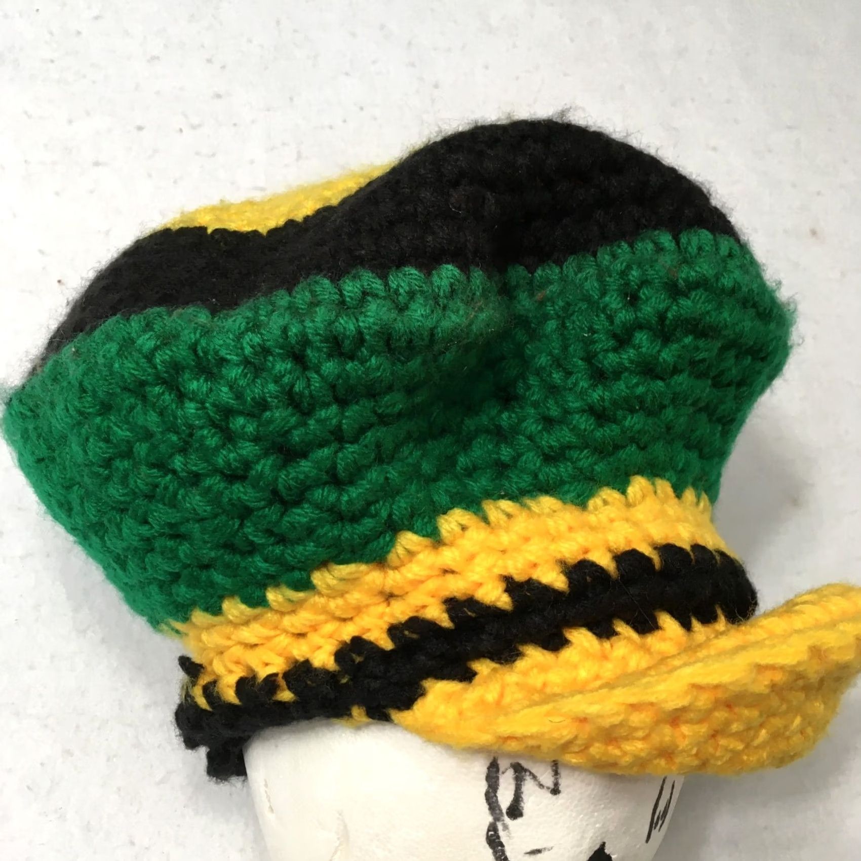 Vintage favela chapeu vintage Rasta Billed Jamaican Knit Cap Kufi Peaked Bob Marley Reggae Crochet Hat Beanie Black Yellow Green One Size Men Women Size ONE SIZE - 6 Thumbnail
