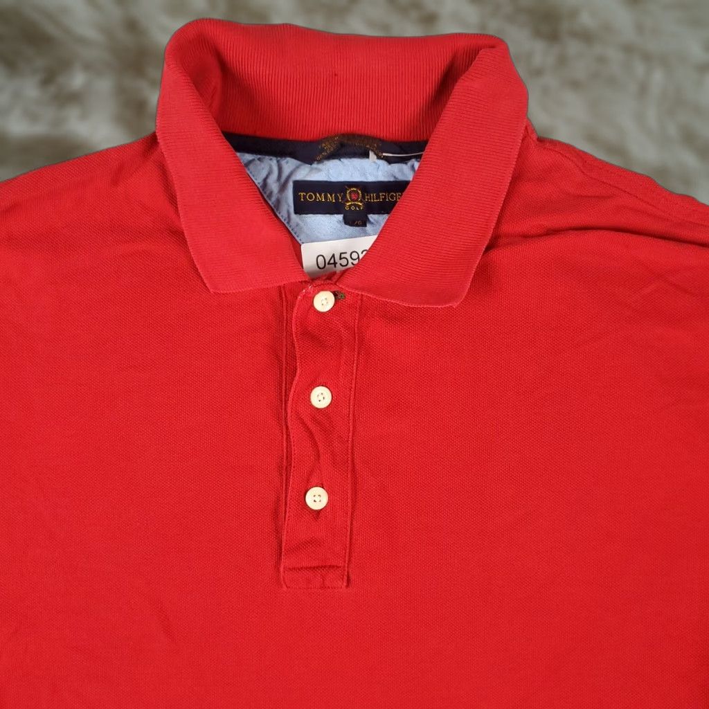 Tommy Hilfiger VINTAGE Tommy Hilfiger Polo Shirt Mens Large Red Casual Short Sleeve Shirt L Red Polo Mens Size US L / EU 52-54 / 3 - 1 Thumbnail