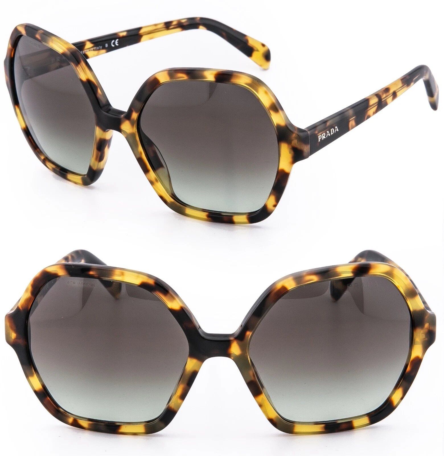 Prada PRADA SOFT POP 06S Geometric Sunglasses Brown Havana SPR06S Size ONE SIZE - 1 Thumbnail