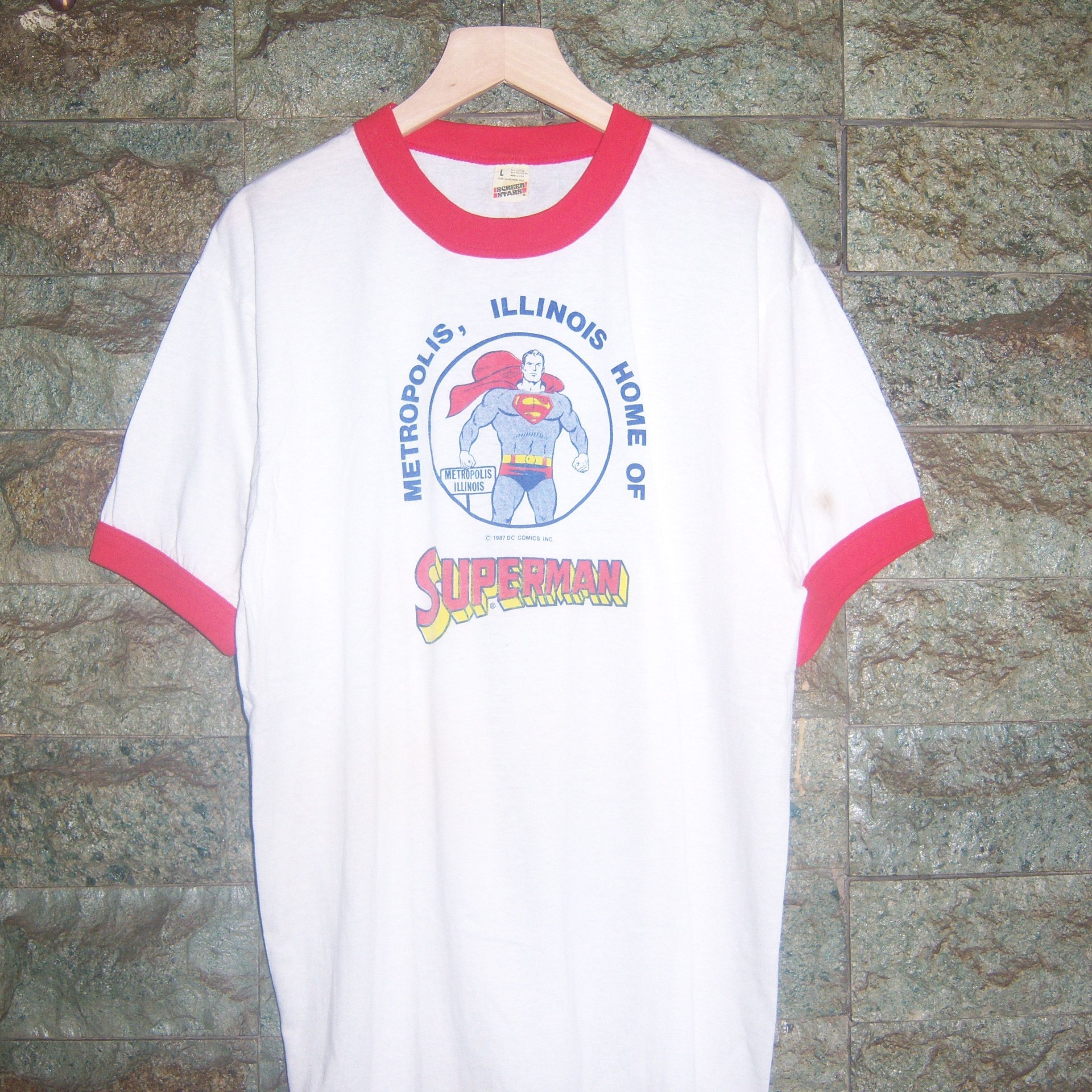 DC Comics × Vintage 1987 Dc Comics Superman Metropolis Illinois Ringer Tee Size US L / EU 52-54 / 3 - 3 Thumbnail