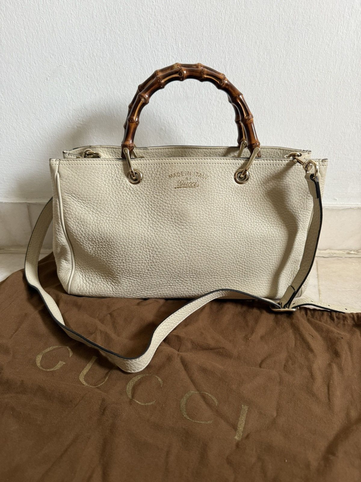 Gucci Gucci Bamboo Shopper Pebbled Leather 2 way Small Size ONE SIZE - 8 Thumbnail