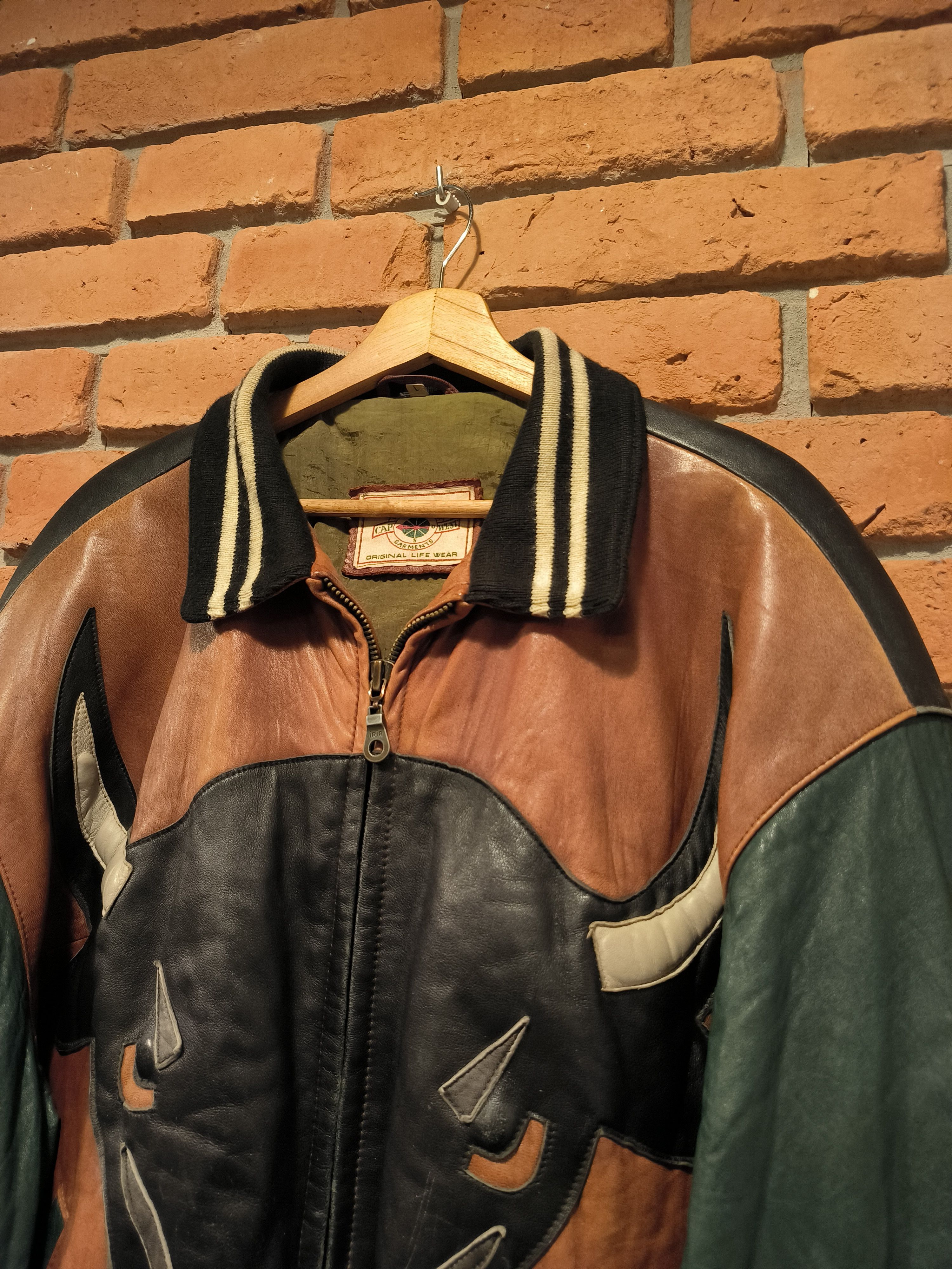 NBA × Vintage Vintage Chicago Bulls Leather Jacket Big Logo Brown Green Size US L / EU 52-54 / 3 - 8 Thumbnail