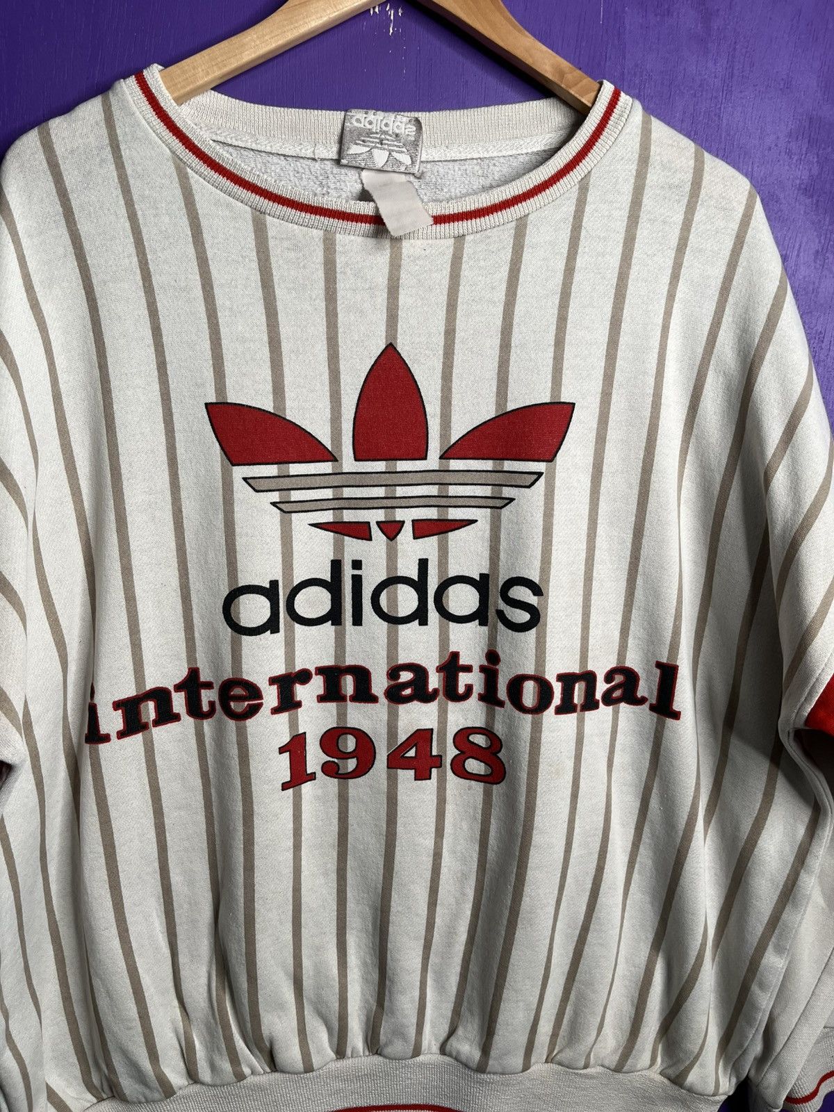 Adidas × Vintage Vintage 80s Adidas international striped crewneck Size US XL / EU 56 / 4 - 3 Thumbnail