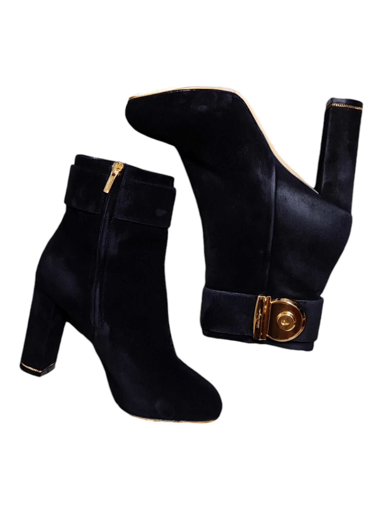 Salvatore Ferragamo Salvatore Ferragamo Black Suede/Velvet Buckle Ankle Boots Size US 5 / IT 35 - 3 Thumbnail