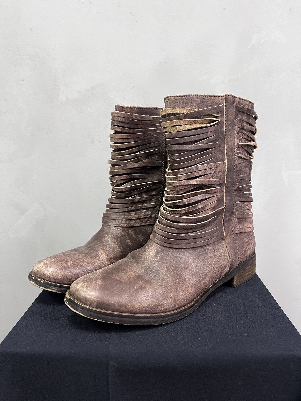 No Faith Studios Brown Leather Moto Boots Strapped Archive guidi style y2k Size US 8 / EU 41 - 1 Thumbnail