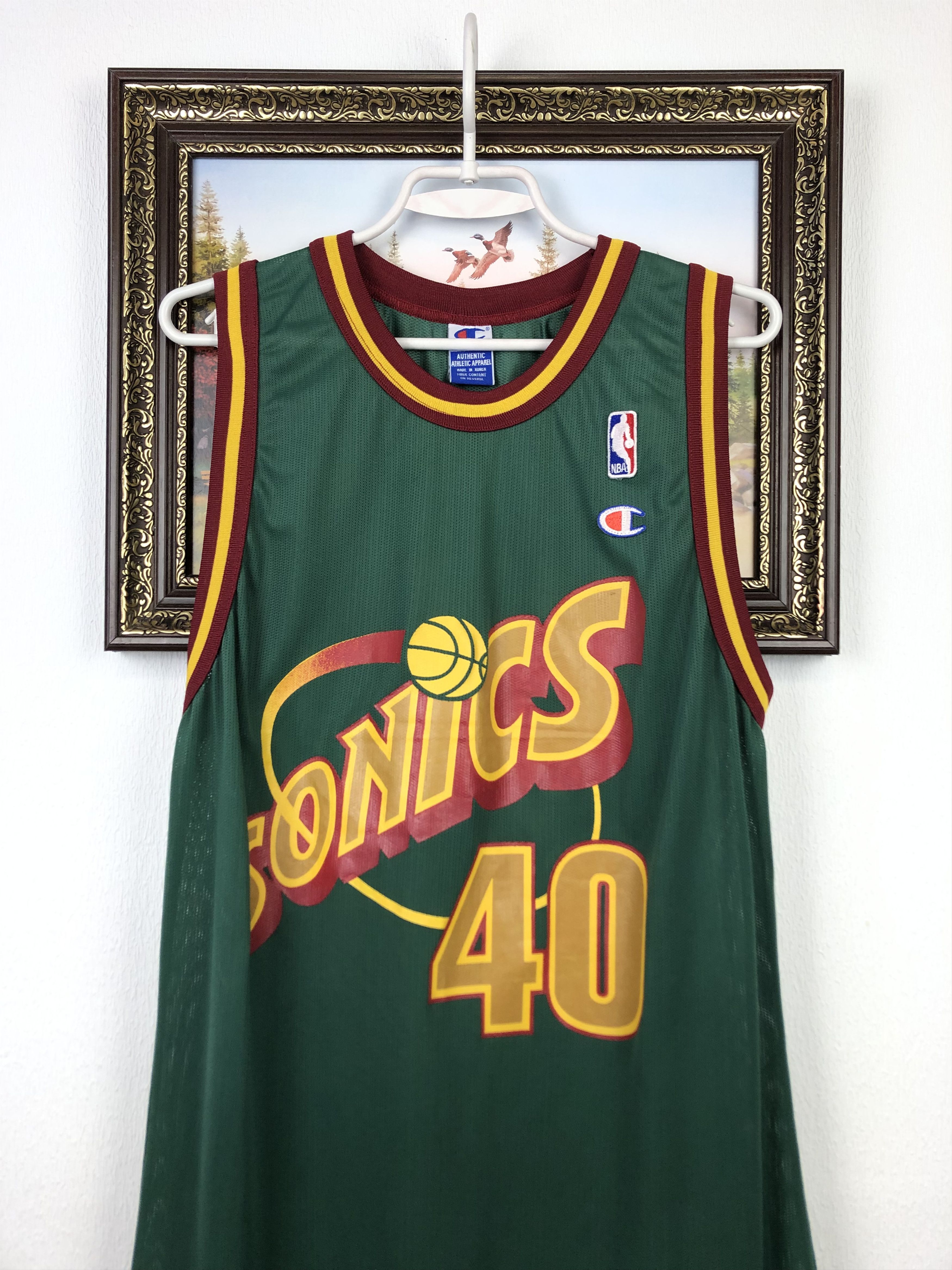 Champion × NBA × Vintage Vintage Kemp Champion Seattle Super Sonics NBA Jersey Signed Size US L / EU 52-54 / 3 - 2 Thumbnail