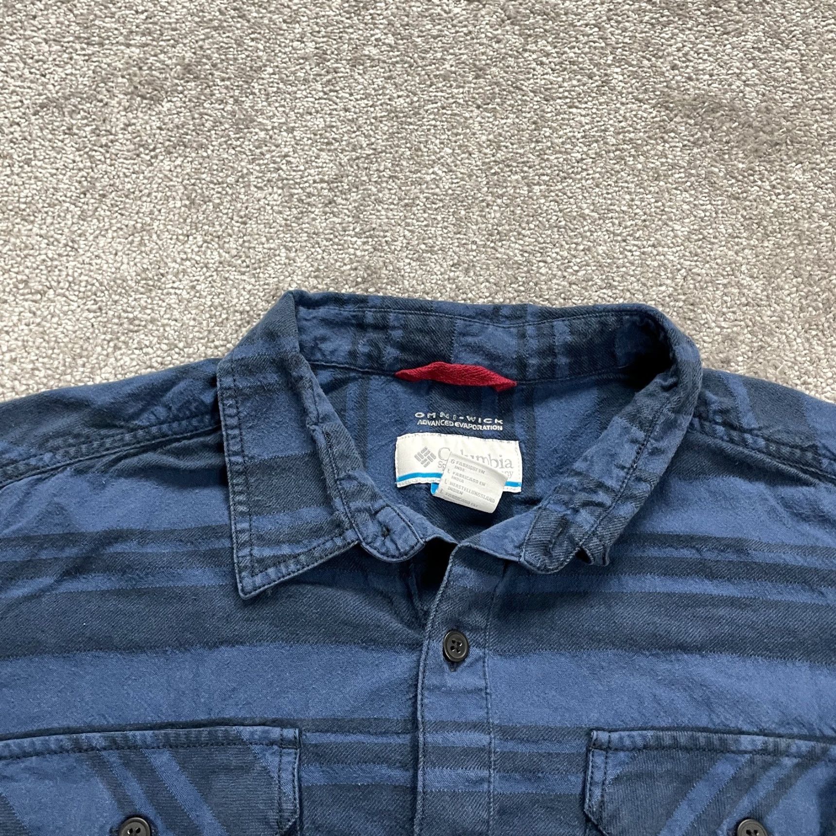 Vintage Columbia Flare Gun Omni Wick Flannel Shirt Mens L Blue Striped Cotton Casual Shirt Size US L / EU 52-54 / 3 - 3 Thumbnail