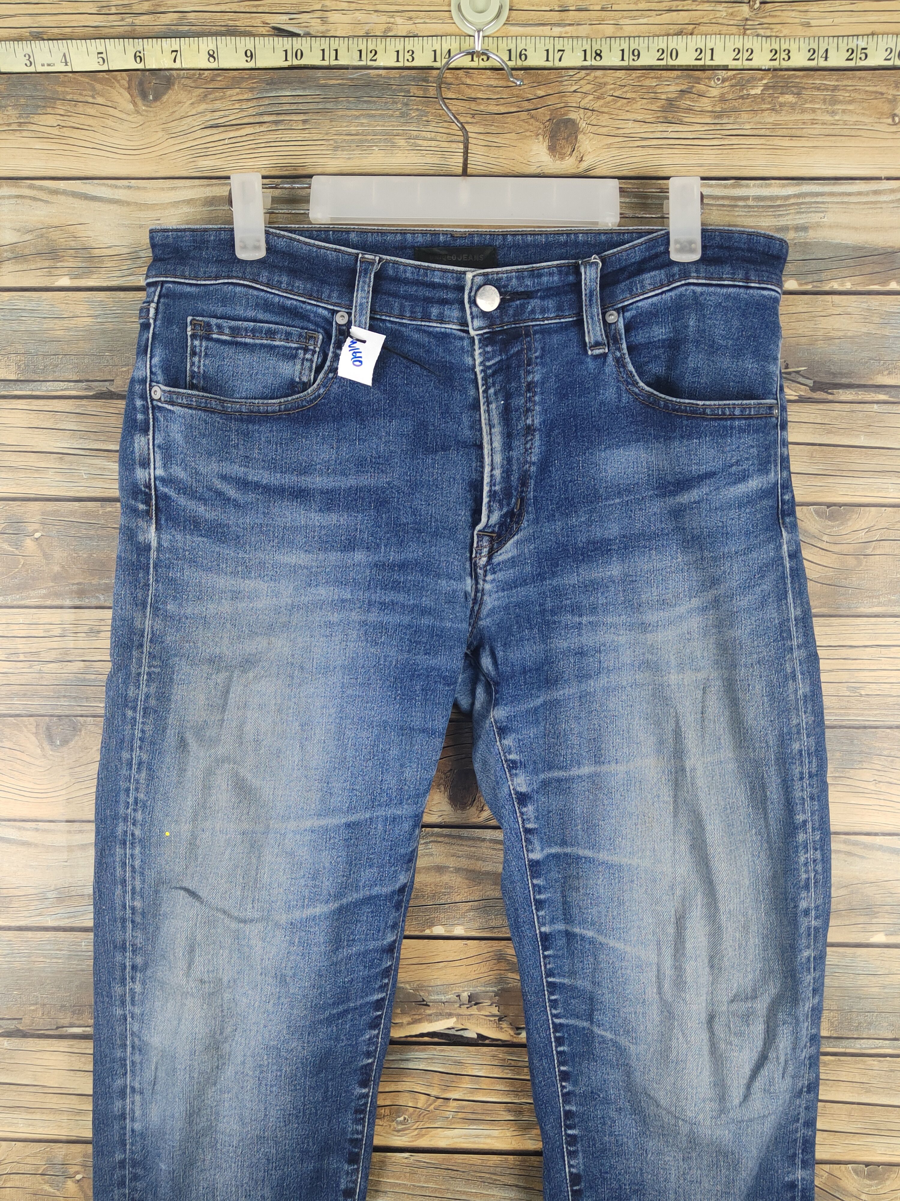 Japanese Brand Uniqlo Dark Blue Distressed Ripped Skinny Jeans #W1610 Size US 34 / EU 50 - 2 Thumbnail
