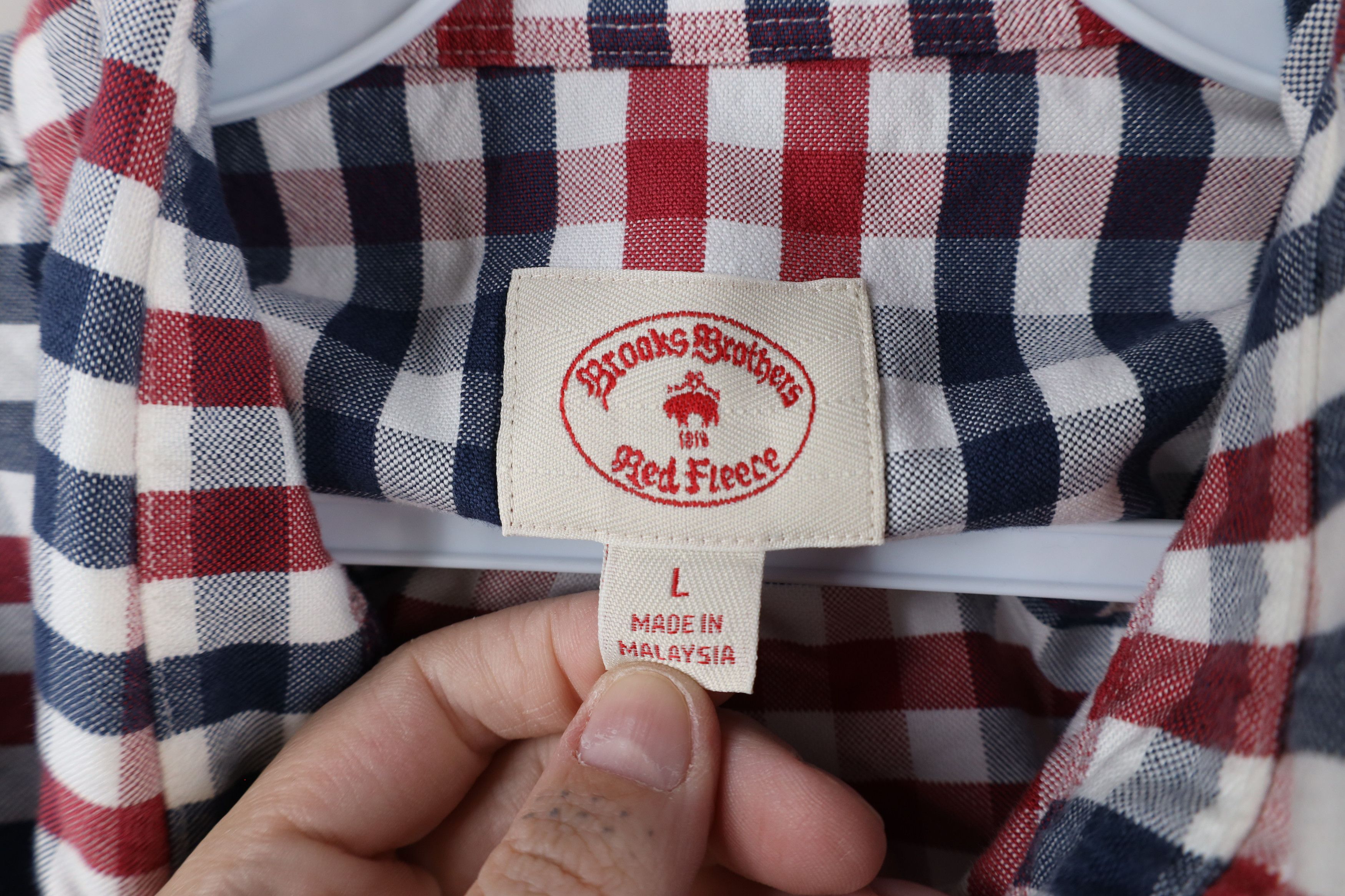 Brooks Brothers × Vintage Brooks Brothers Red Fleece Button Down Shirt Plaid Cotton Size US L / EU 52-54 / 3 - 6 Thumbnail