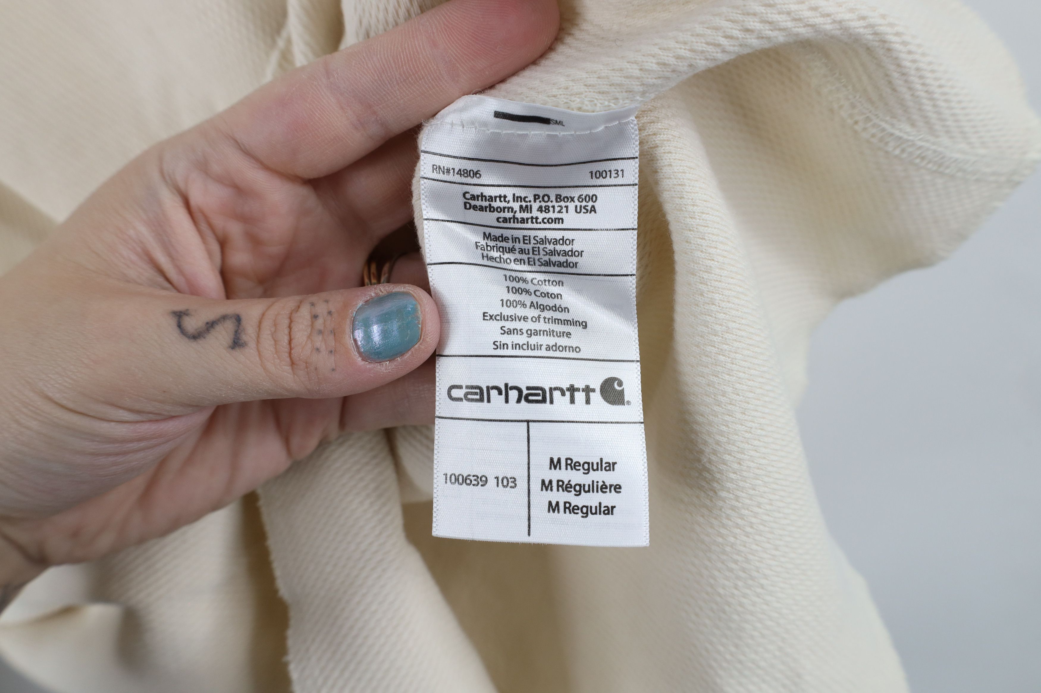 Carhartt × Vintage Vintage Carhartt Thermal Knit Long Sleeve T-Shirt Cream Size US M / EU 48-50 / 2 - 8 Thumbnail