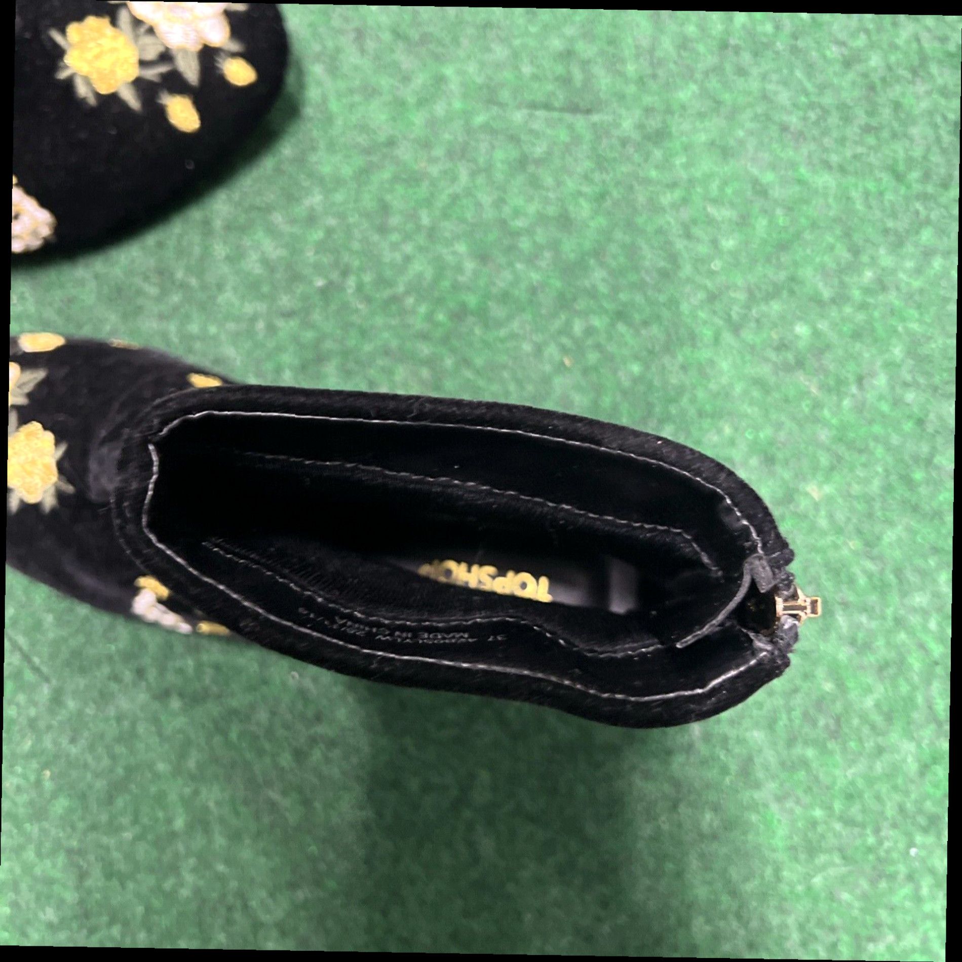 Topshop TOPSHOP Blossom Black Velvet Embroidered Boots, Size 37 / Sz 6.5 Size US 6.5 / IT 36.5 - 4 Thumbnail