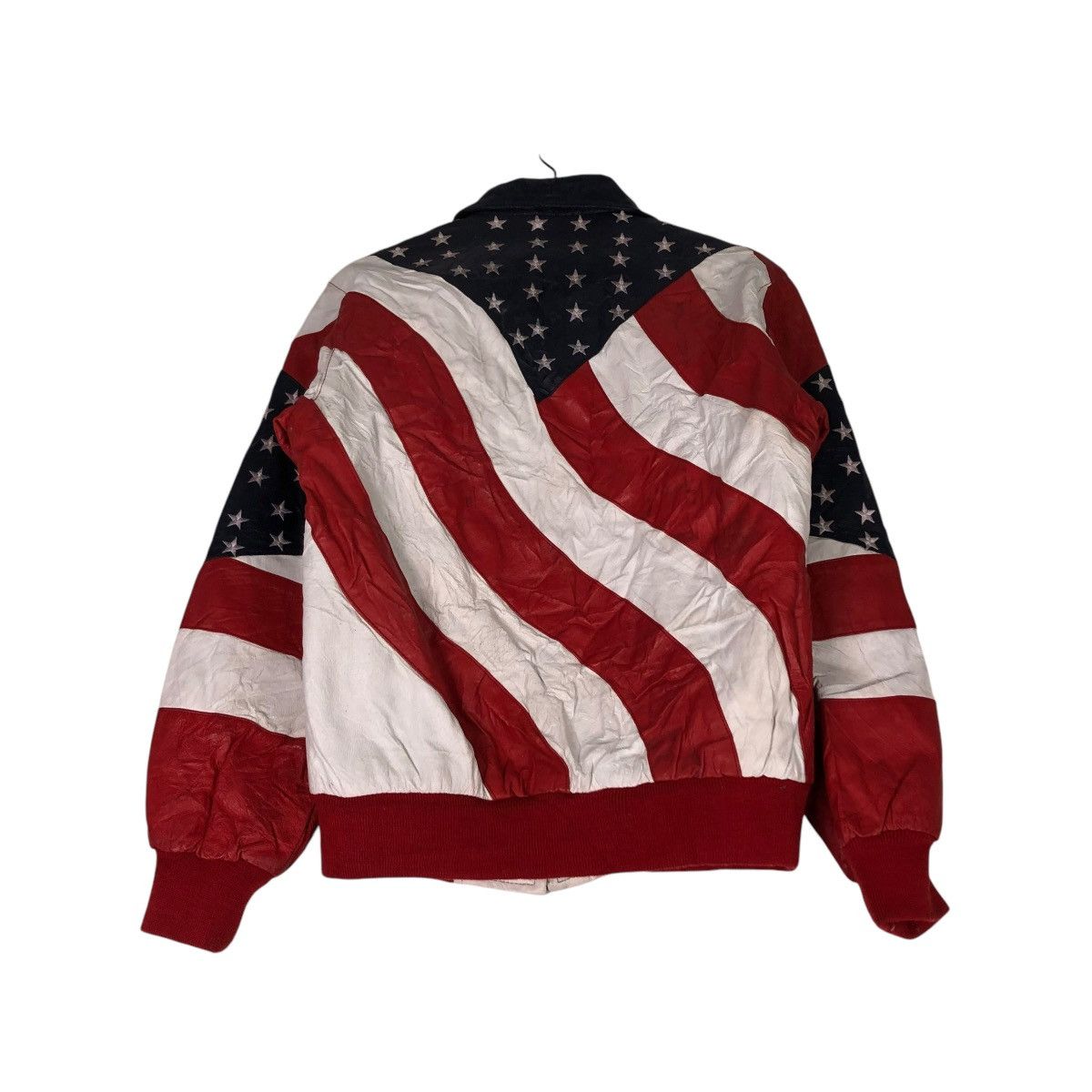 Michael Hoban 🔥VINTAGE LEATHER JACKET BOMBER MICHAEL HOBAN USA FLAG Size US M / EU 48-50 / 2 - 9 Thumbnail
