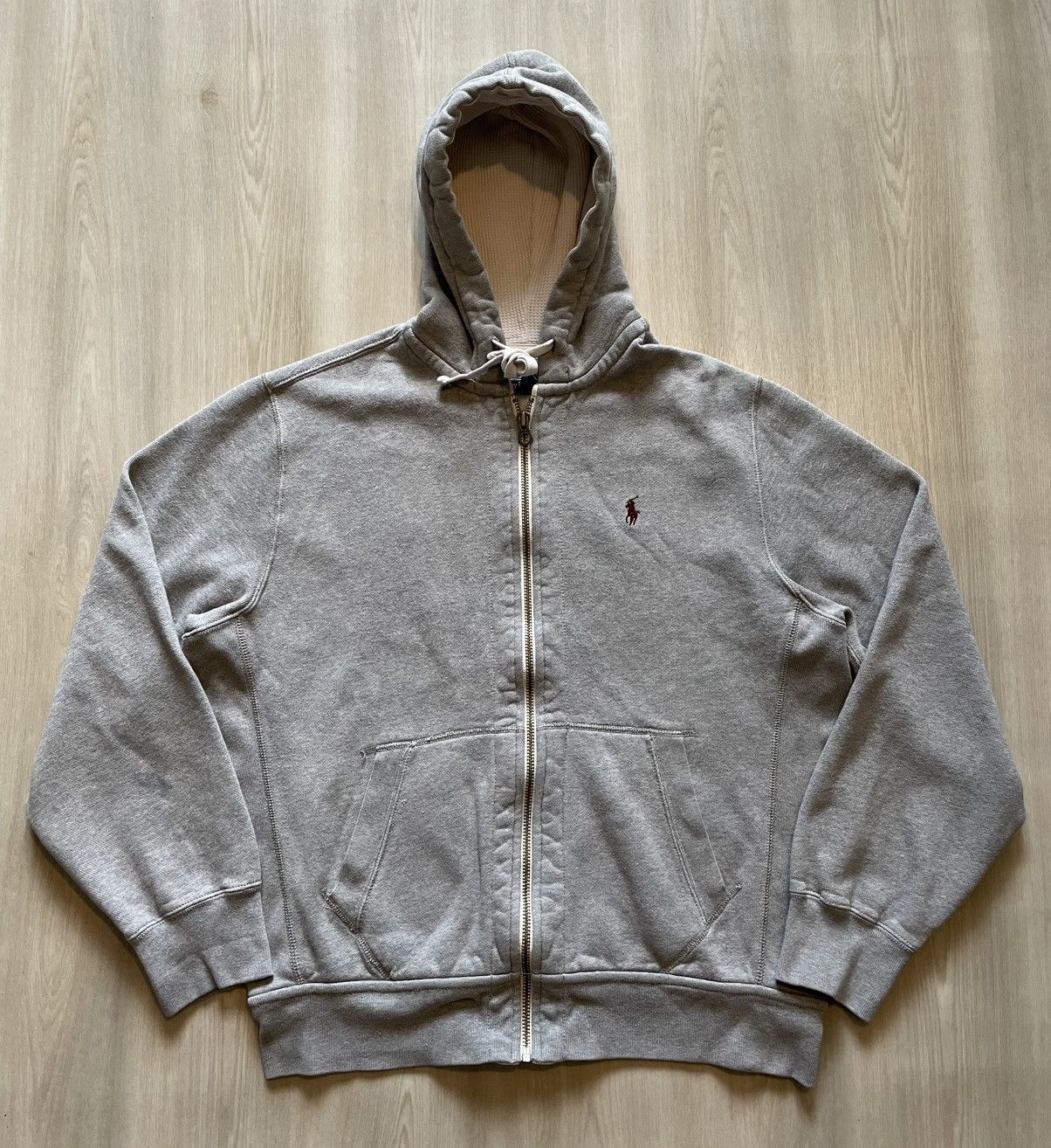 Polo Ralph Lauren VTG Polo Ralph Lauren Heather Grey Full Zip Thermal Hood LG Size US L / EU 52-54 / 3 - 1 Thumbnail