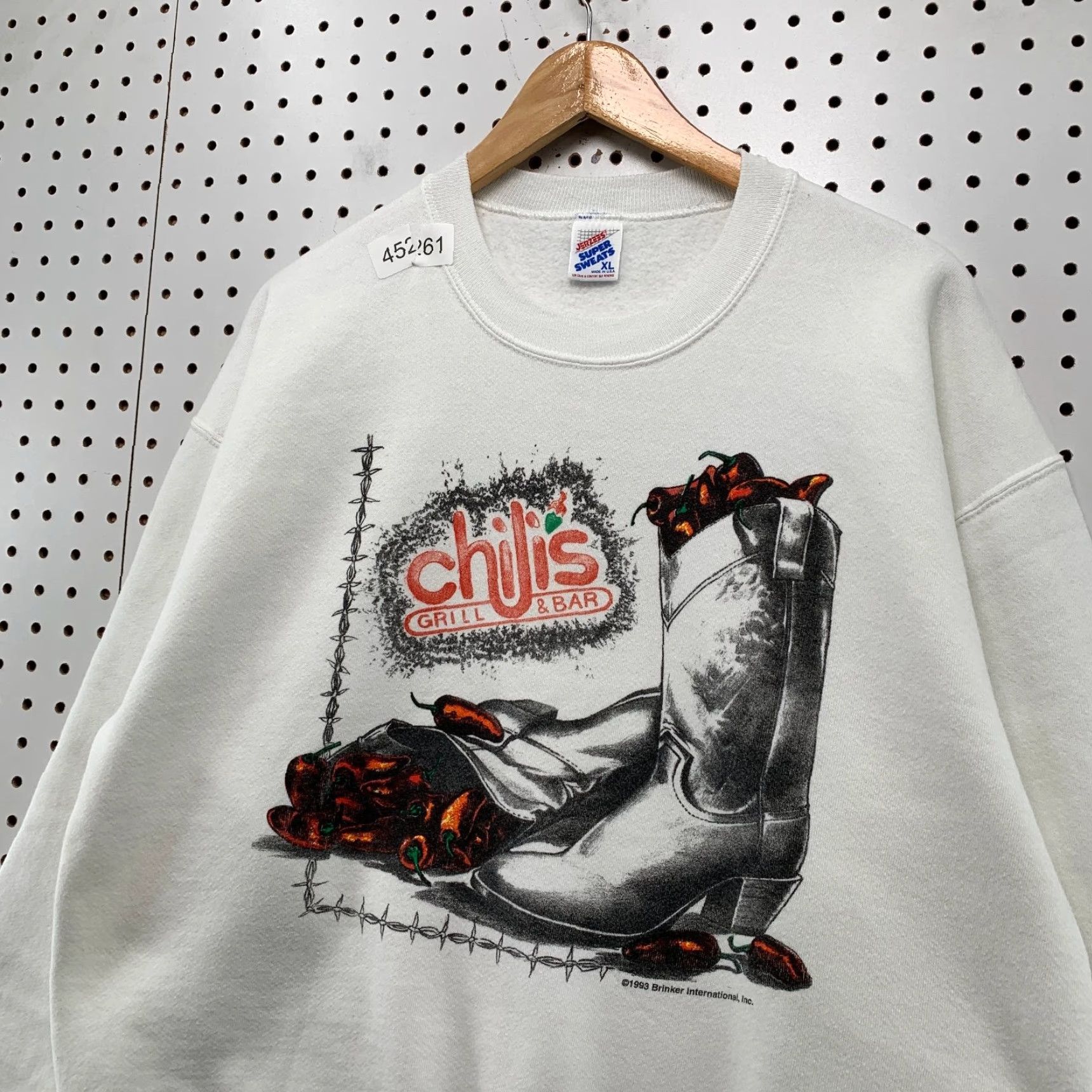 Jerzees VINTAGE Jerzees Sweatshirt Mens XL White Bar Grill Cowboy Boot 90s Made USA Size US XL / EU 56 / 4 - 3 Thumbnail