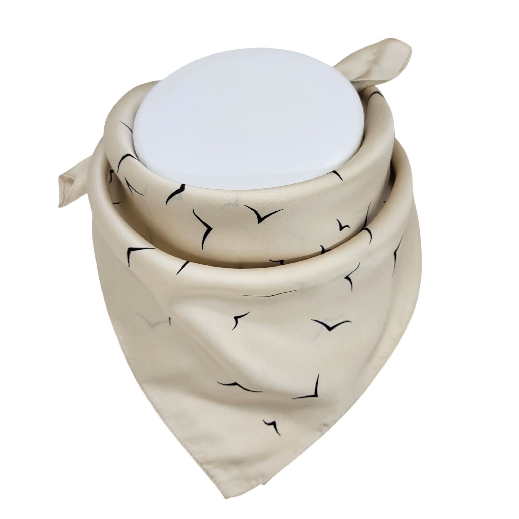Other ⭐Soft Cream Silky Square Scarf Bird Print Luxury Bandana Ve Size ONE SIZE - 3 Thumbnail
