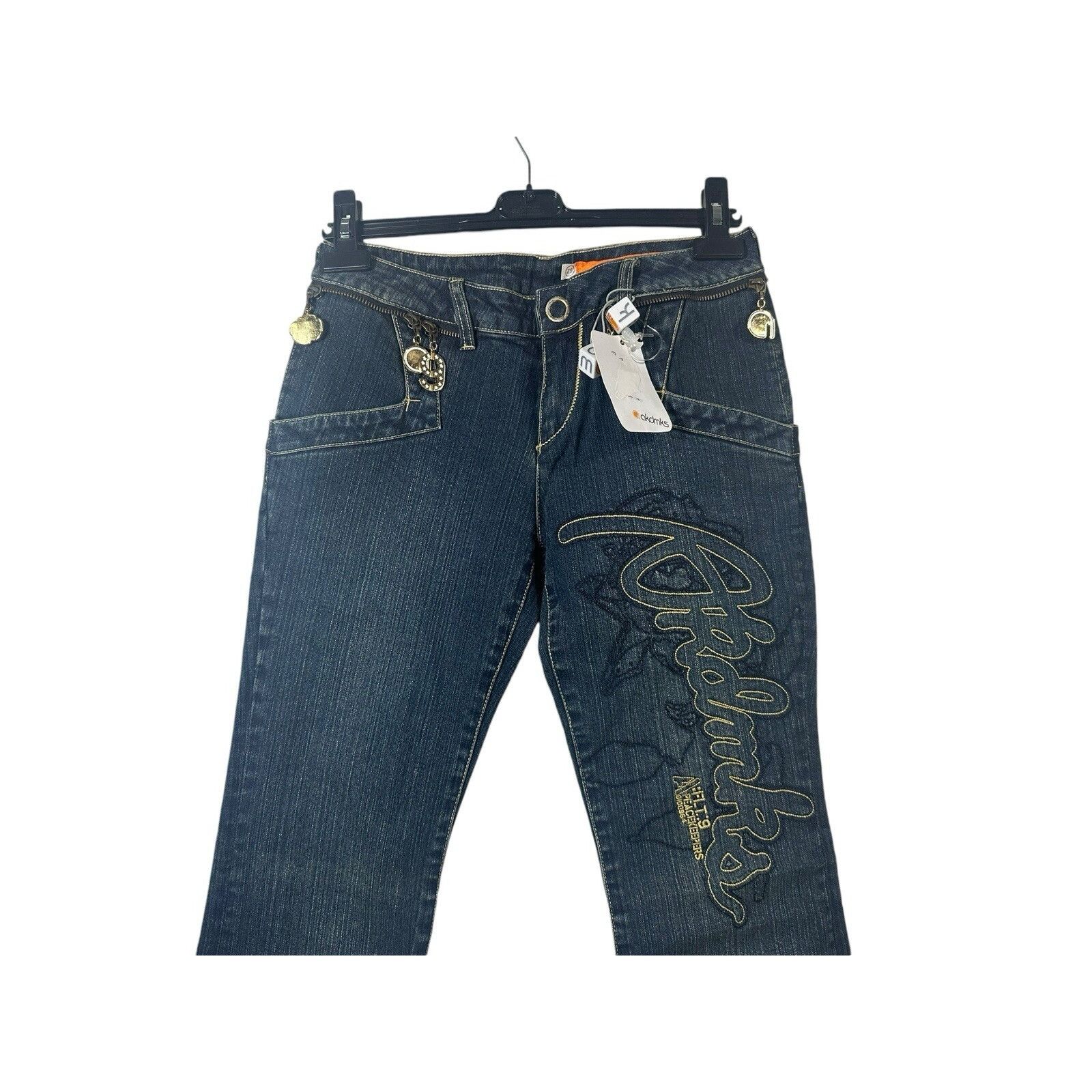 Akademiks Vintage Akademiks Jeans W29 Blue Denim Flared Low Rise Charm Size 29" - 2 Thumbnail