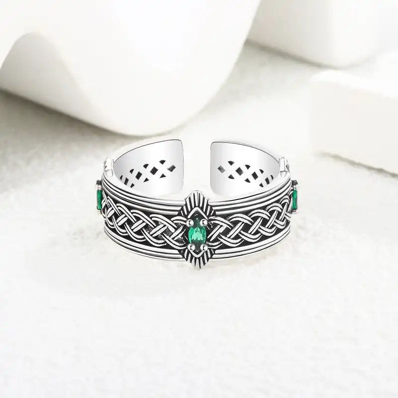 Jewelry × Vintage 925 Sterling Silver Retro Pattern Adjustable Rings Size ONE SIZE - 1 Thumbnail