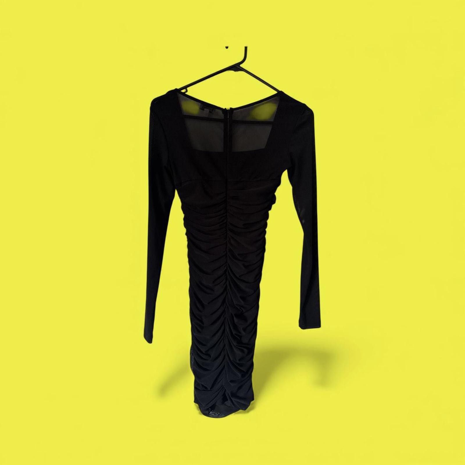 Other Beginning Boutique Black Ruched Mesh Dress – Size 6 Size XS / US 0-2 / IT 36-38 - 2 Thumbnail