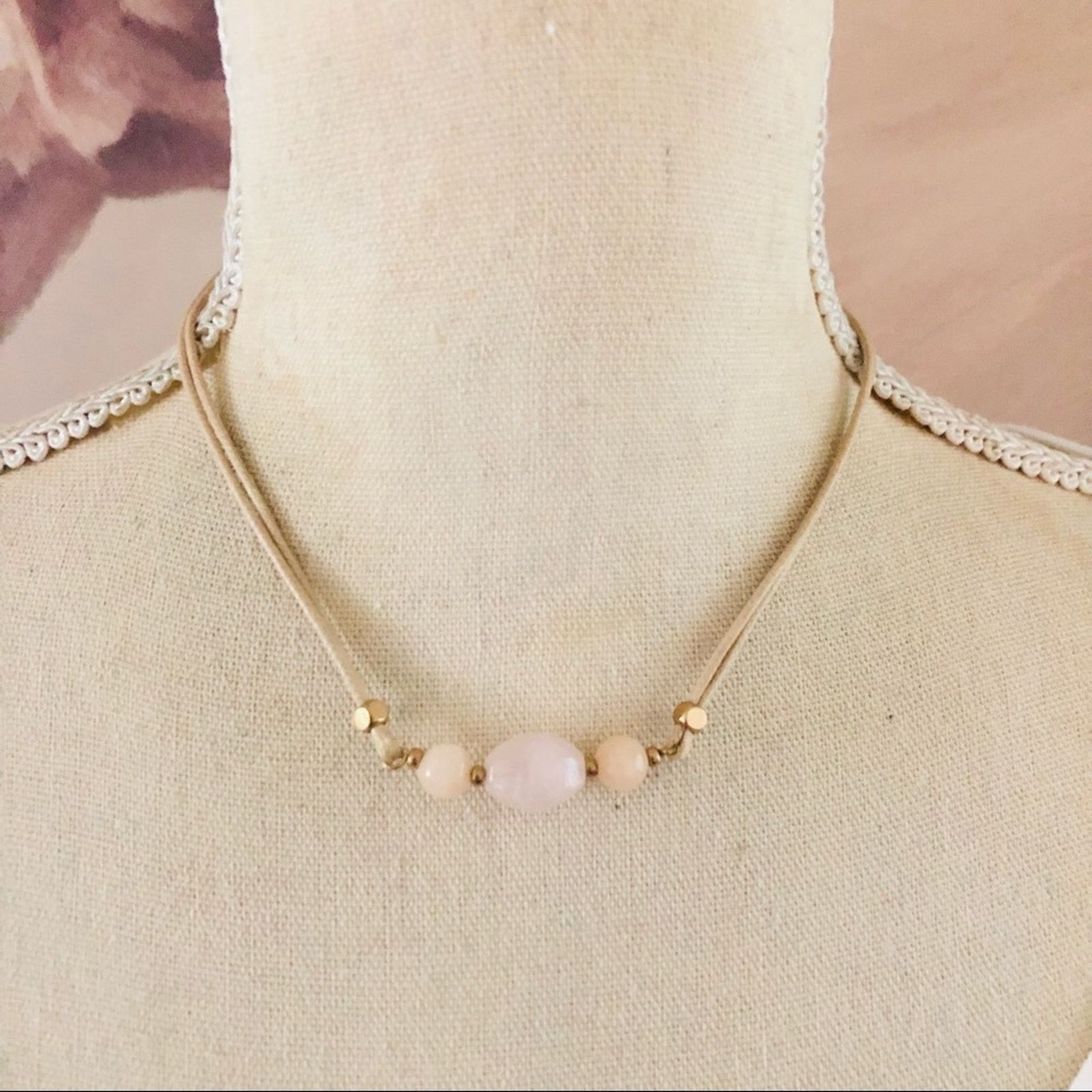 Handmade Handcrafted natural quartz leather cord choker necklace Size ONE SIZE - 1 Thumbnail