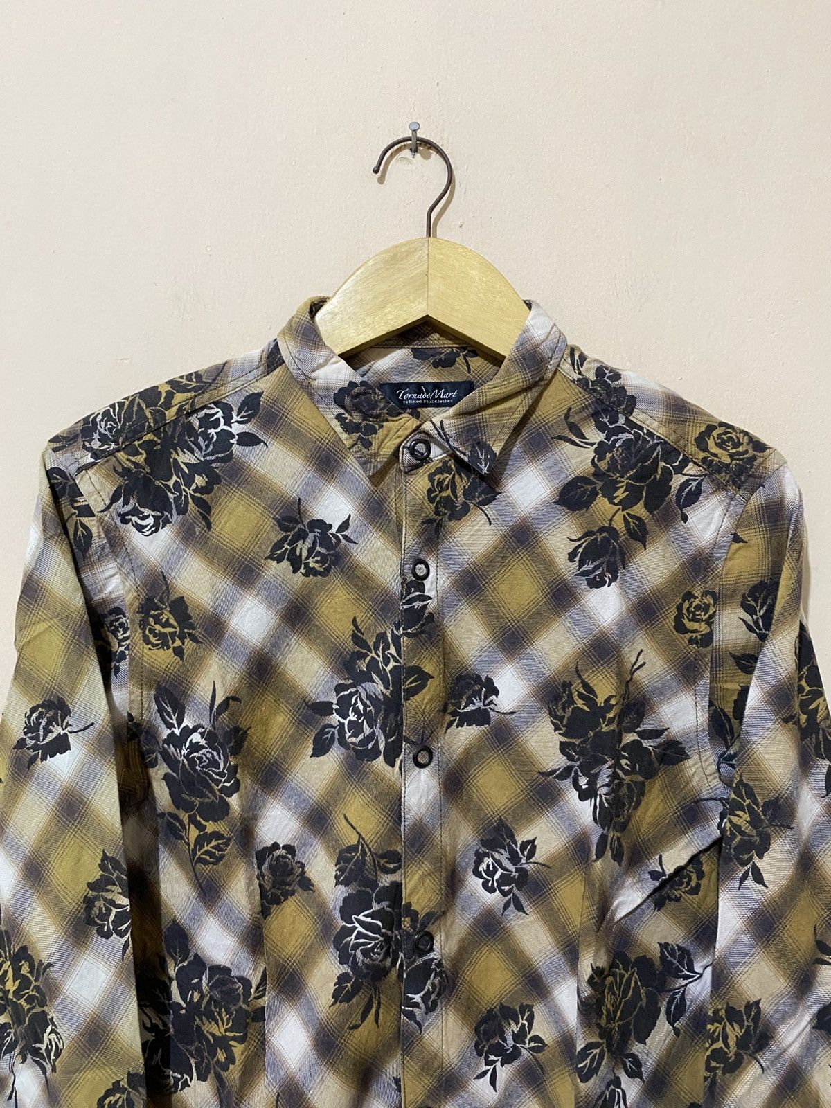 Le Grande Bleu (L.G.B.) Vintage Tornado Mart Floral Checkered Button Shirt Size US M / EU 48-50 / 2 - 3 Thumbnail