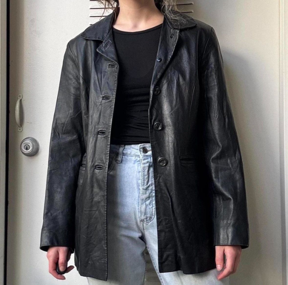 Vera Pelle VTG 90s CITY GIRL LEATHER COAT Size S / US 4 / IT 40 - 1 Thumbnail
